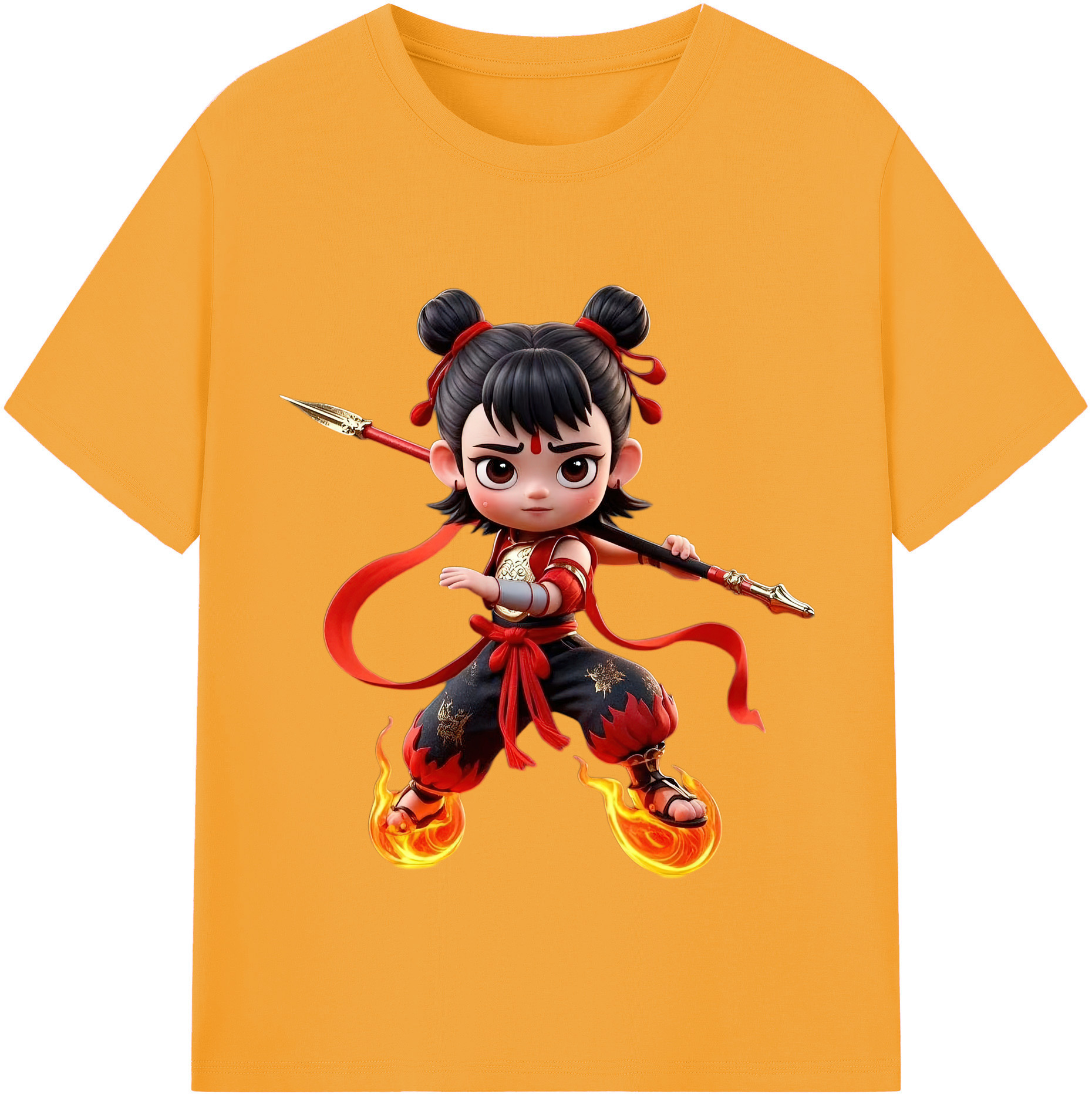 （画像用） Ne Zha 2 ナタ 魔童の大暴れ 綿100％半袖Tシャツ（フロントプリント）