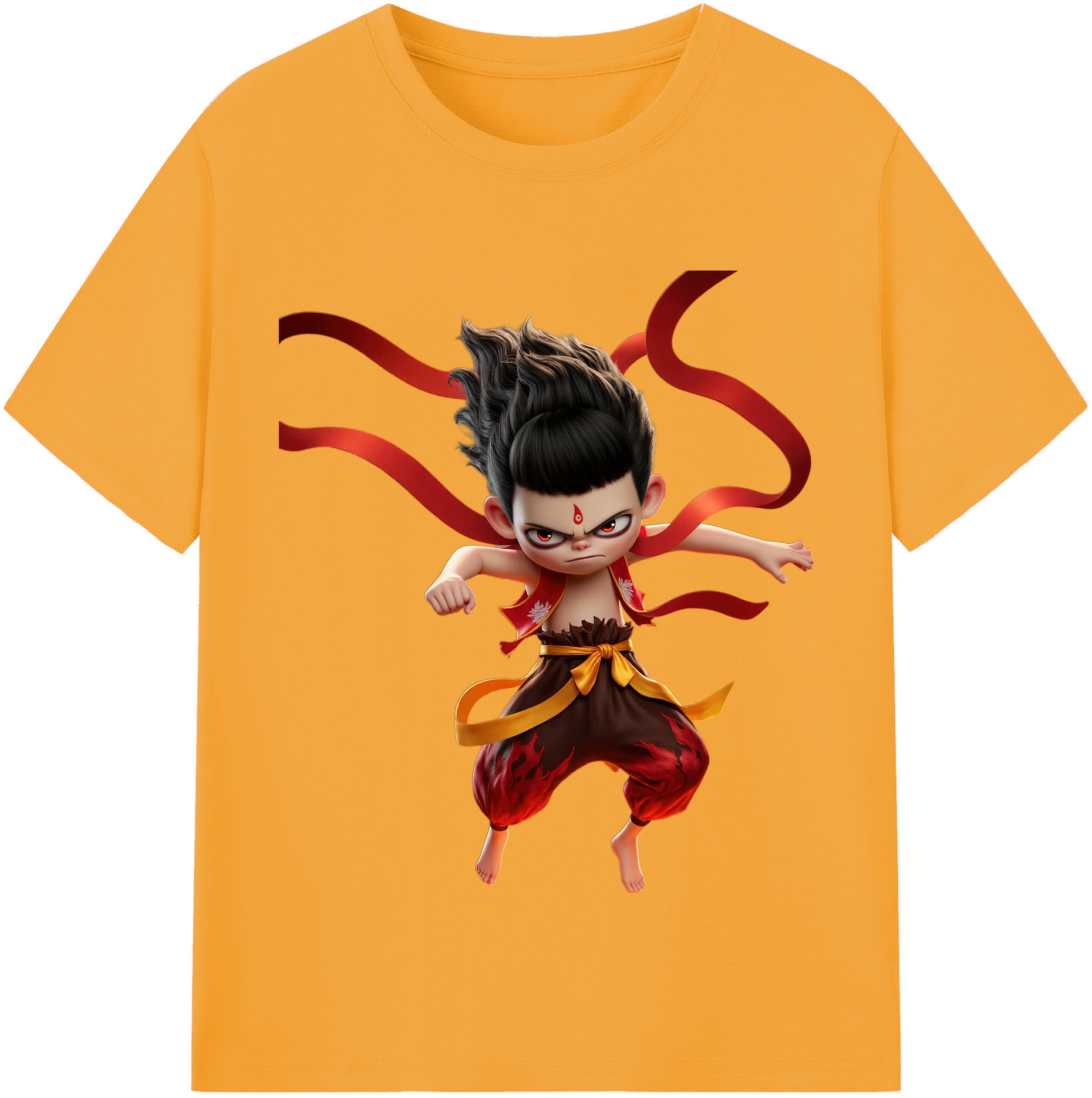 （画像用） Ne Zha 2 ナタ 魔童の大暴れ 綿100％半袖Tシャツ（フロントプリント）