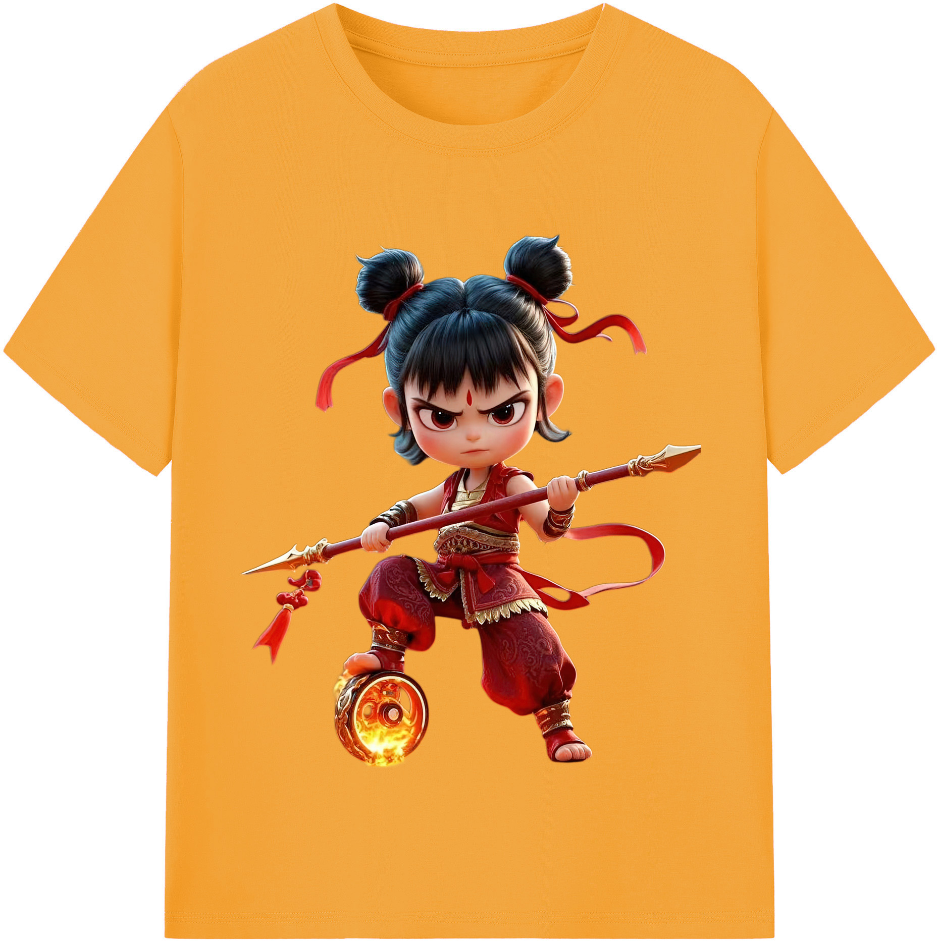 （画像用） Ne Zha 2 ナタ 魔童の大暴れ 綿100％半袖Tシャツ（フロントプリント）