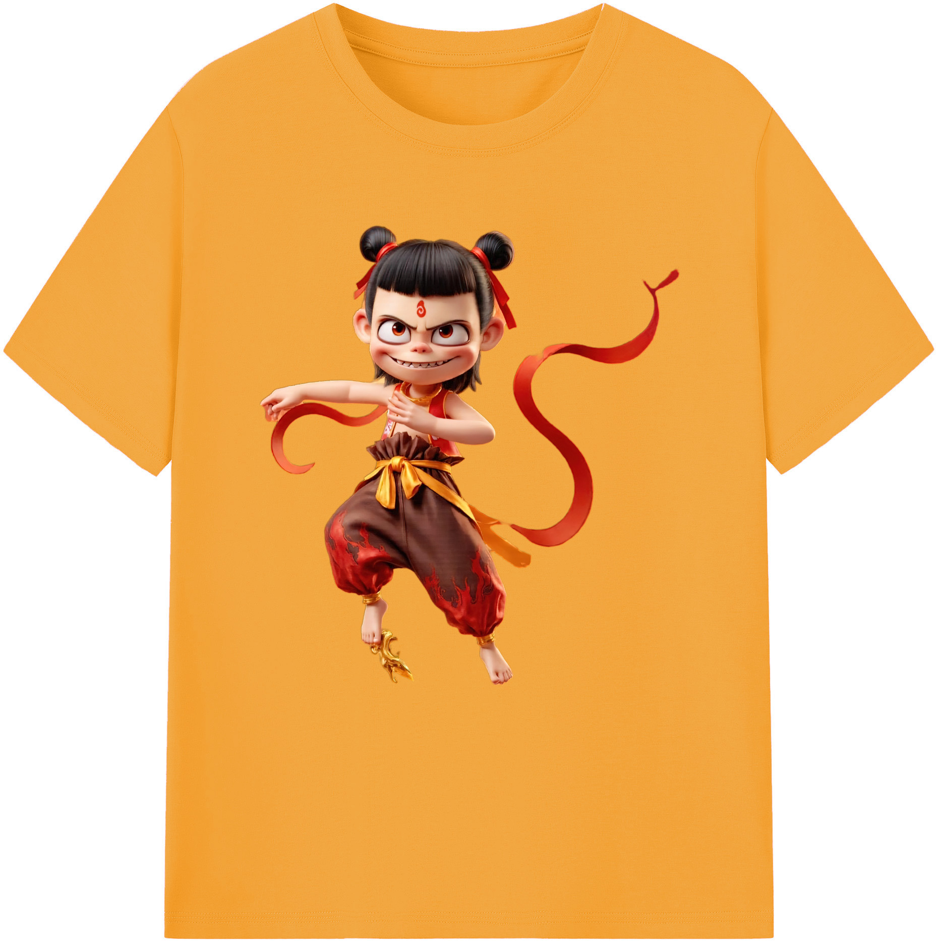 （画像用） Ne Zha 2 ナタ 魔童の大暴れ 綿100％半袖Tシャツ（フロントプリント）