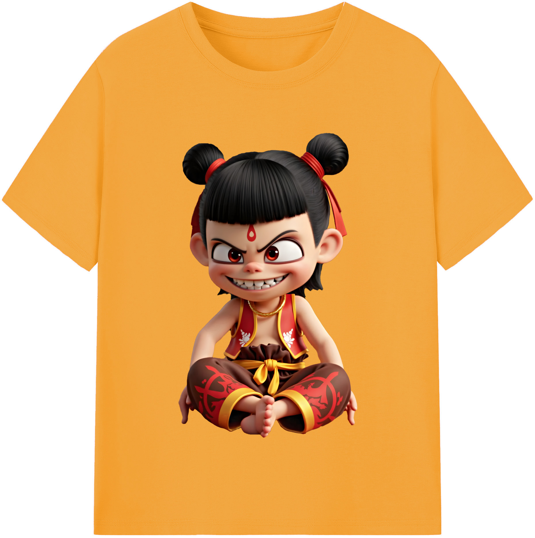 （画像用） Ne Zha 2 ナタ 魔童の大暴れ 綿100％半袖Tシャツ（フロントプリント）