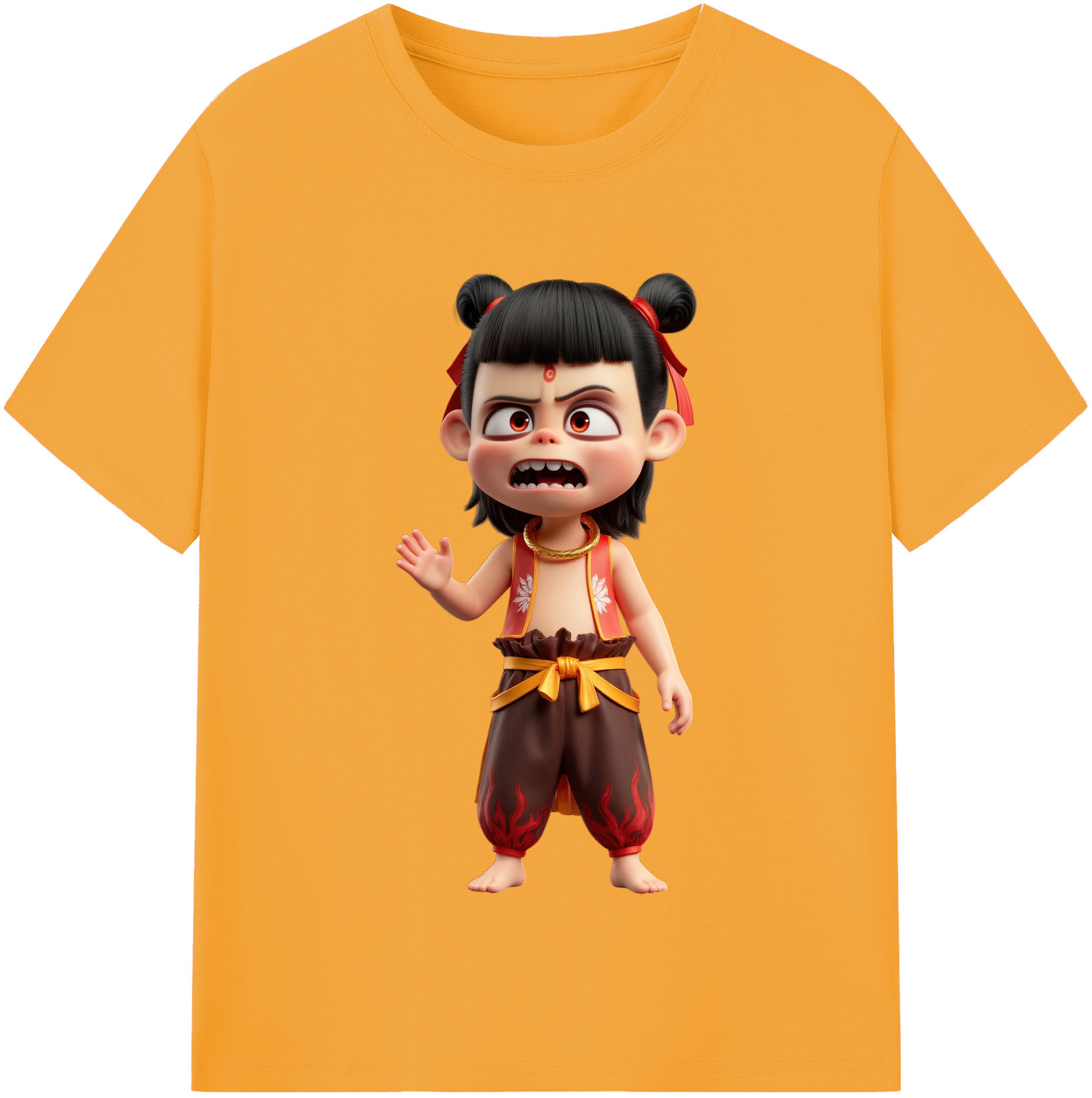 （画像用） Ne Zha 2 ナタ 魔童の大暴れ 綿100％半袖Tシャツ（フロントプリント）