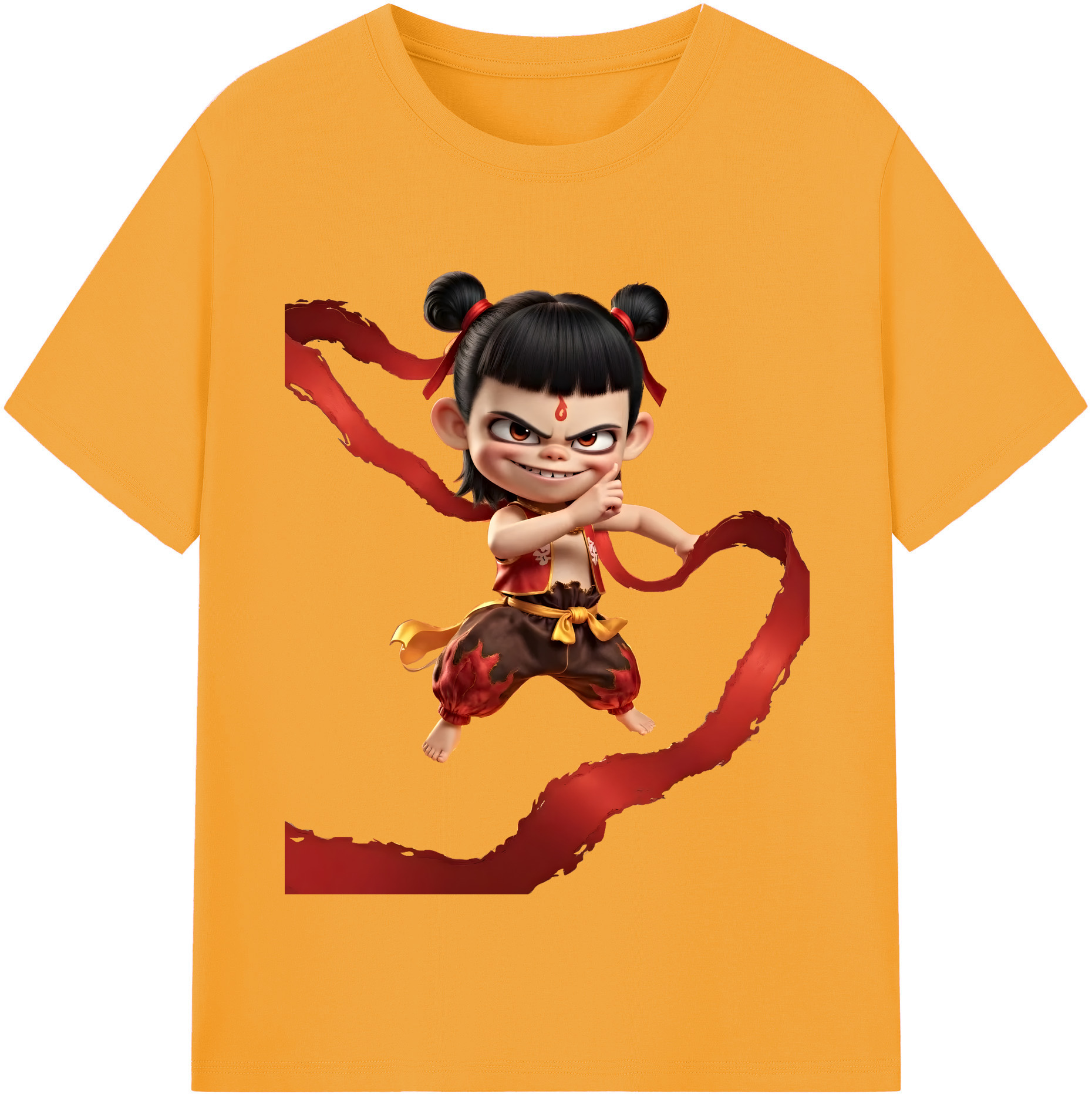 （画像用） Ne Zha 2 ナタ 魔童の大暴れ 綿100％半袖Tシャツ（フロントプリント）