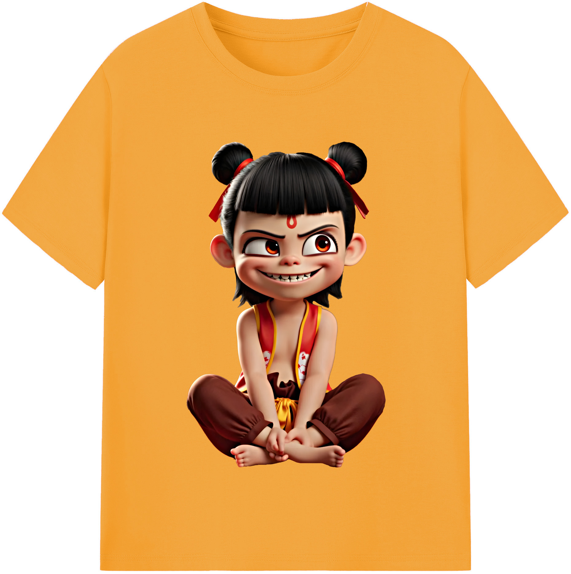 （画像用） Ne Zha 2 ナタ 魔童の大暴れ 綿100％半袖Tシャツ（フロントプリント）