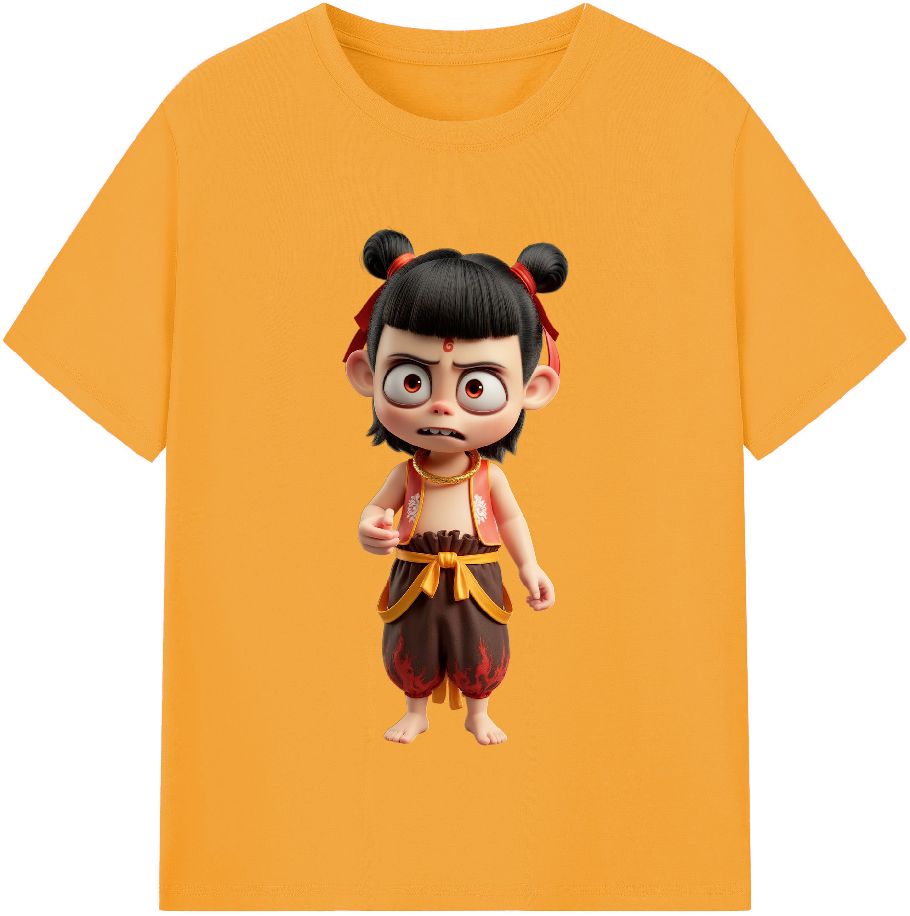 （画像用） Ne Zha 2 ナタ 魔童の大暴れ 綿100％半袖Tシャツ（フロントプリント）