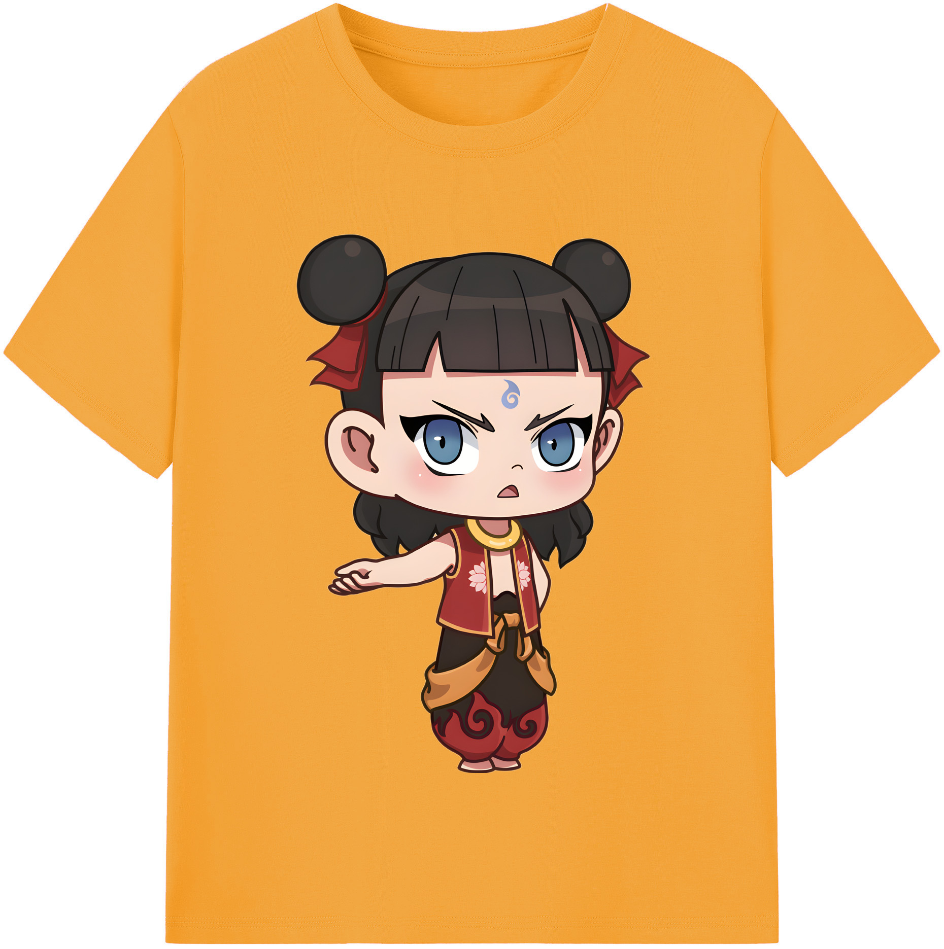 （画像用） Ne Zha 2 ナタ 魔童の大暴れ 綿100％半袖Tシャツ（フロントプリント）