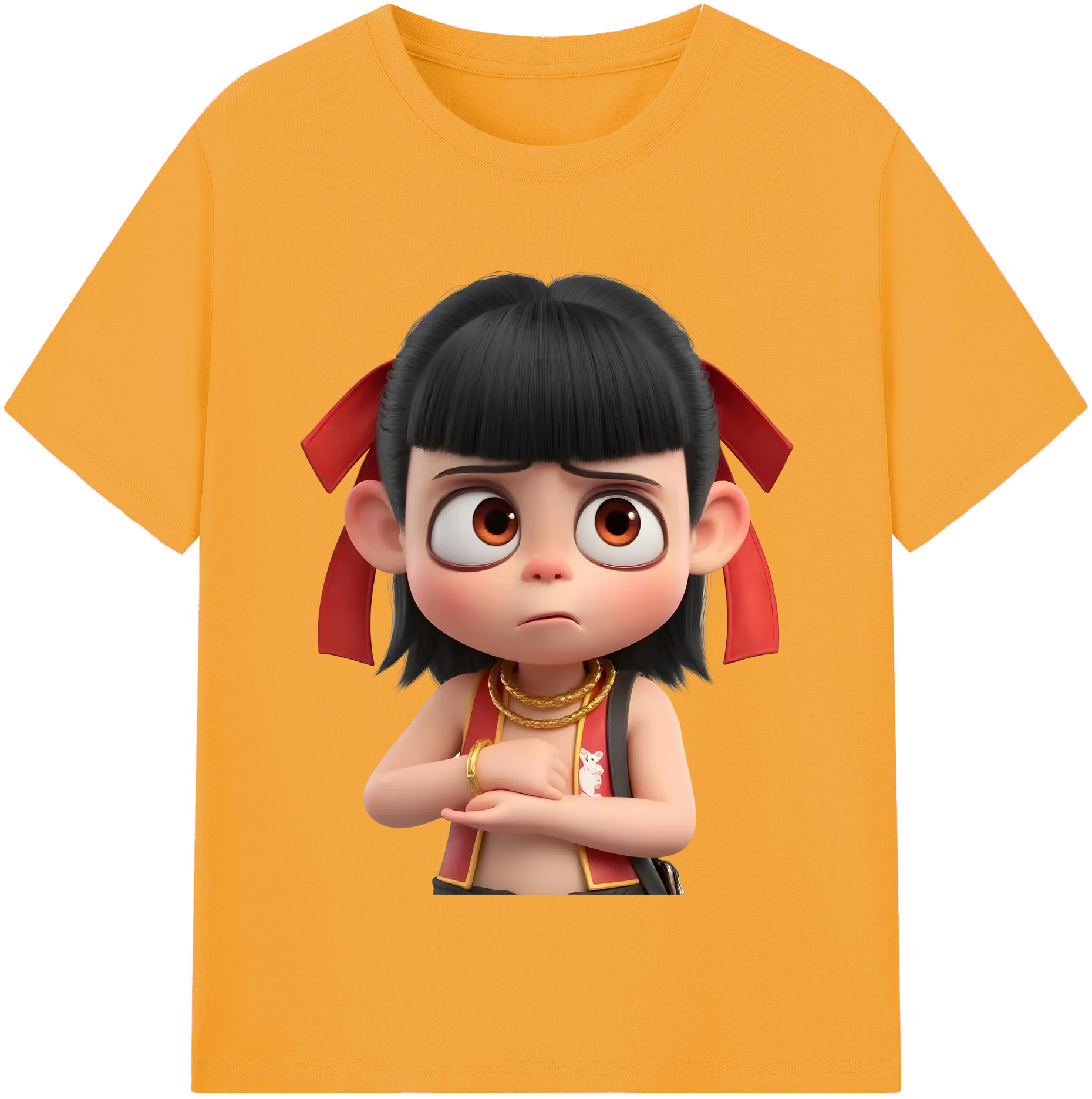 （画像用） Ne Zha 2 ナタ 魔童の大暴れ 綿100％半袖Tシャツ（フロントプリント）