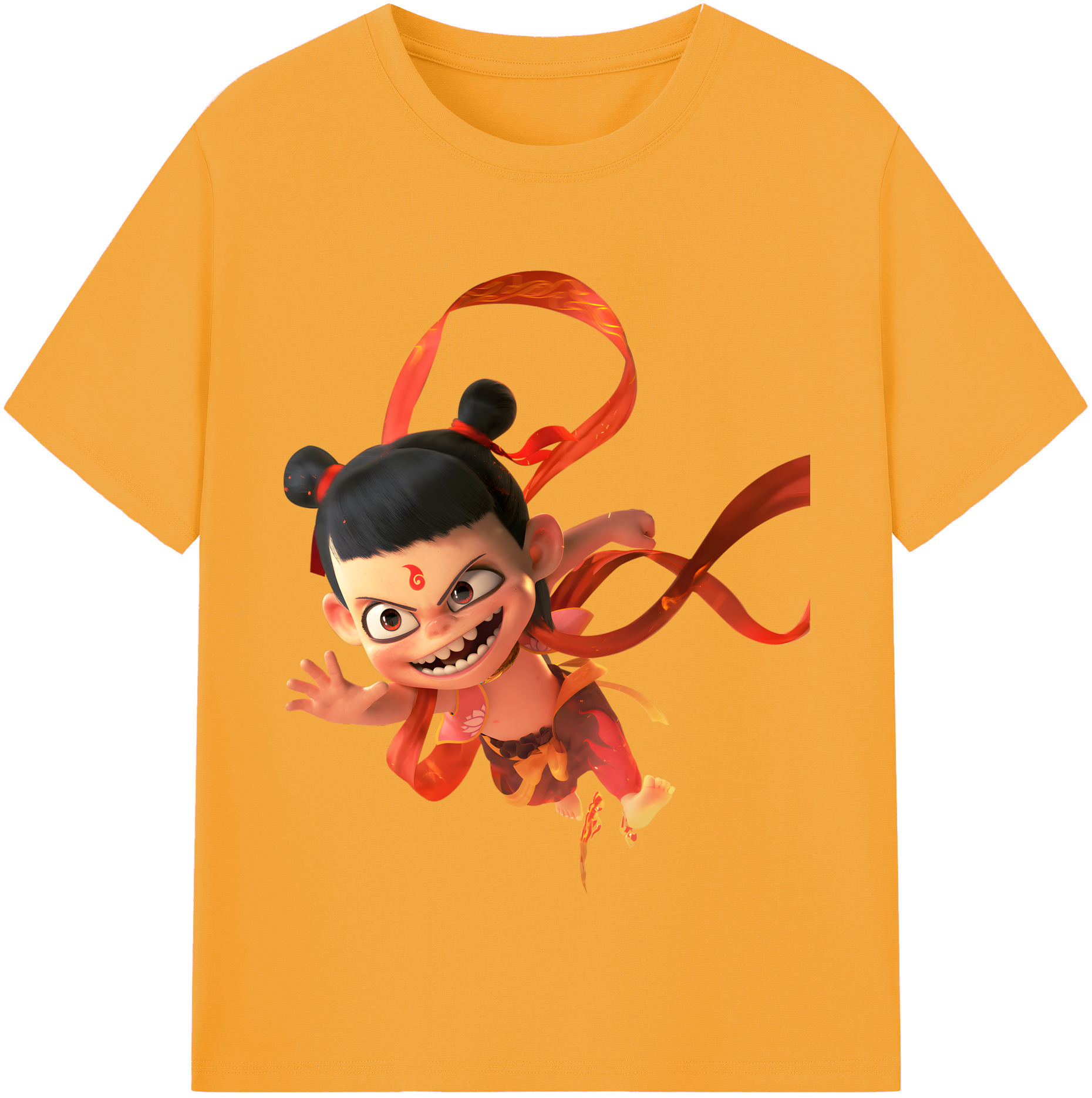 （画像用） Ne Zha 2 ナタ 魔童の大暴れ 綿100％半袖Tシャツ（フロントプリント）