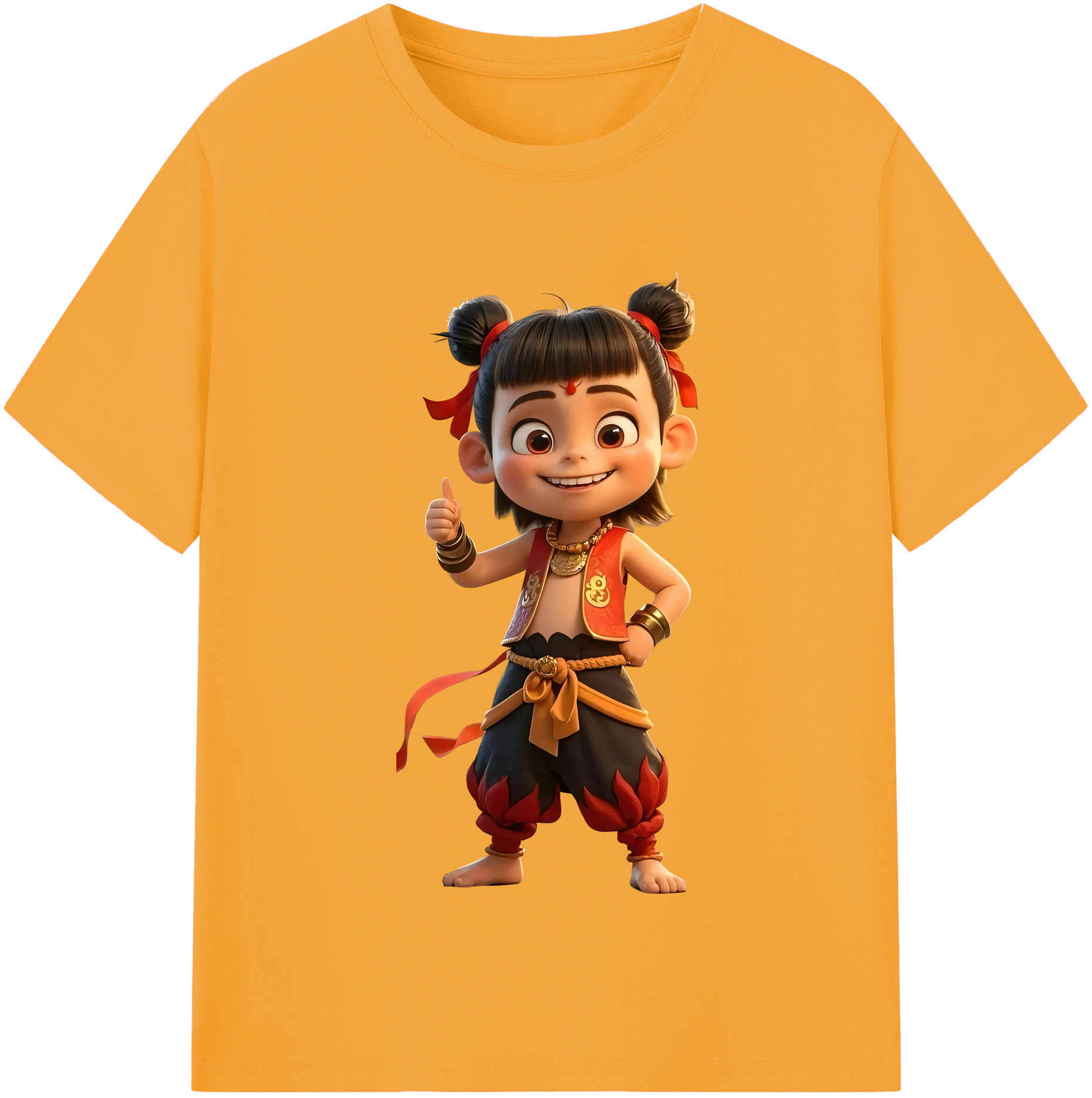 （画像用） Ne Zha 2 ナタ 魔童の大暴れ 綿100％半袖Tシャツ（フロントプリント）