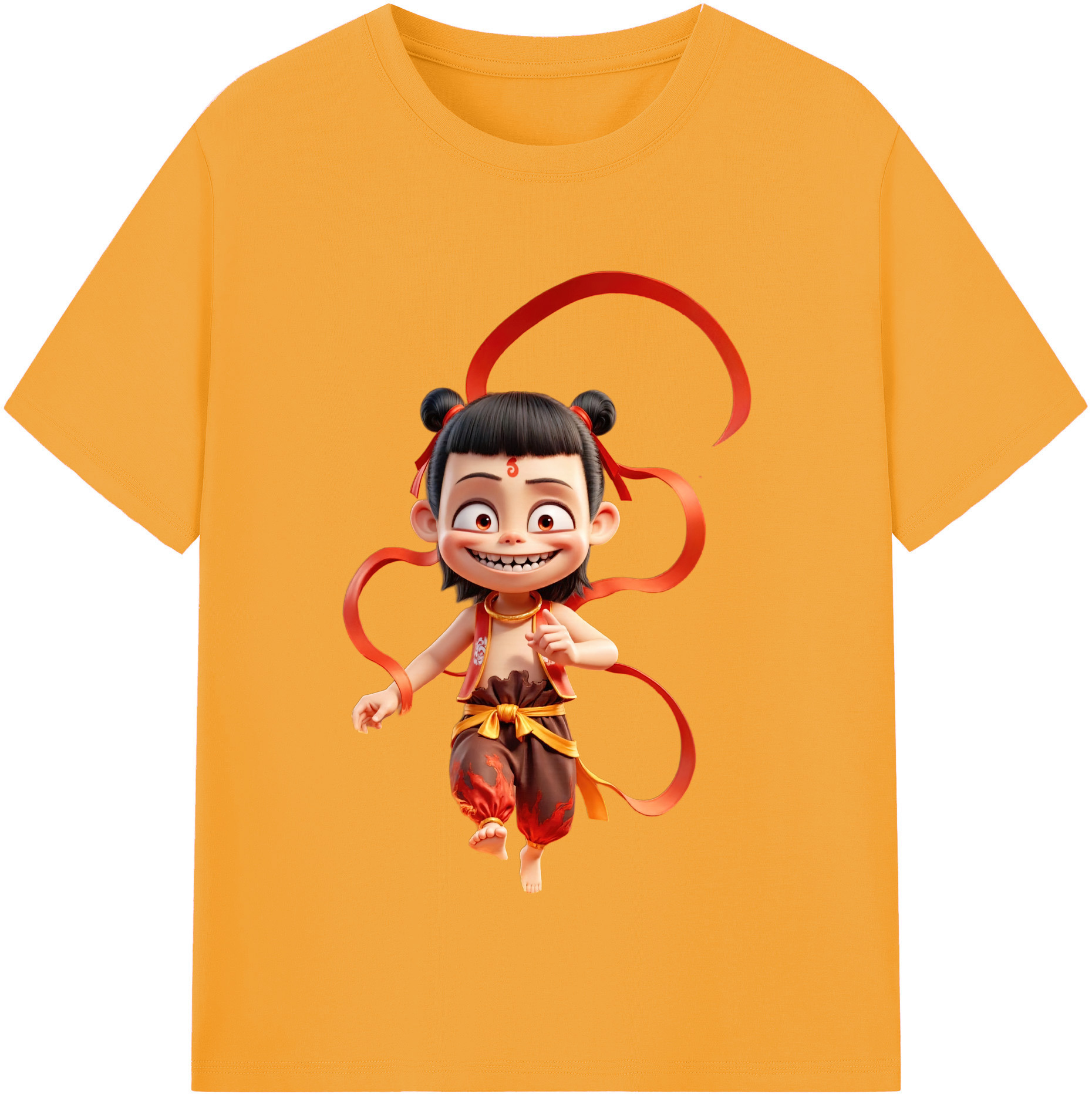（画像用） Ne Zha 2 ナタ 魔童の大暴れ 綿100％半袖Tシャツ（フロントプリント）
