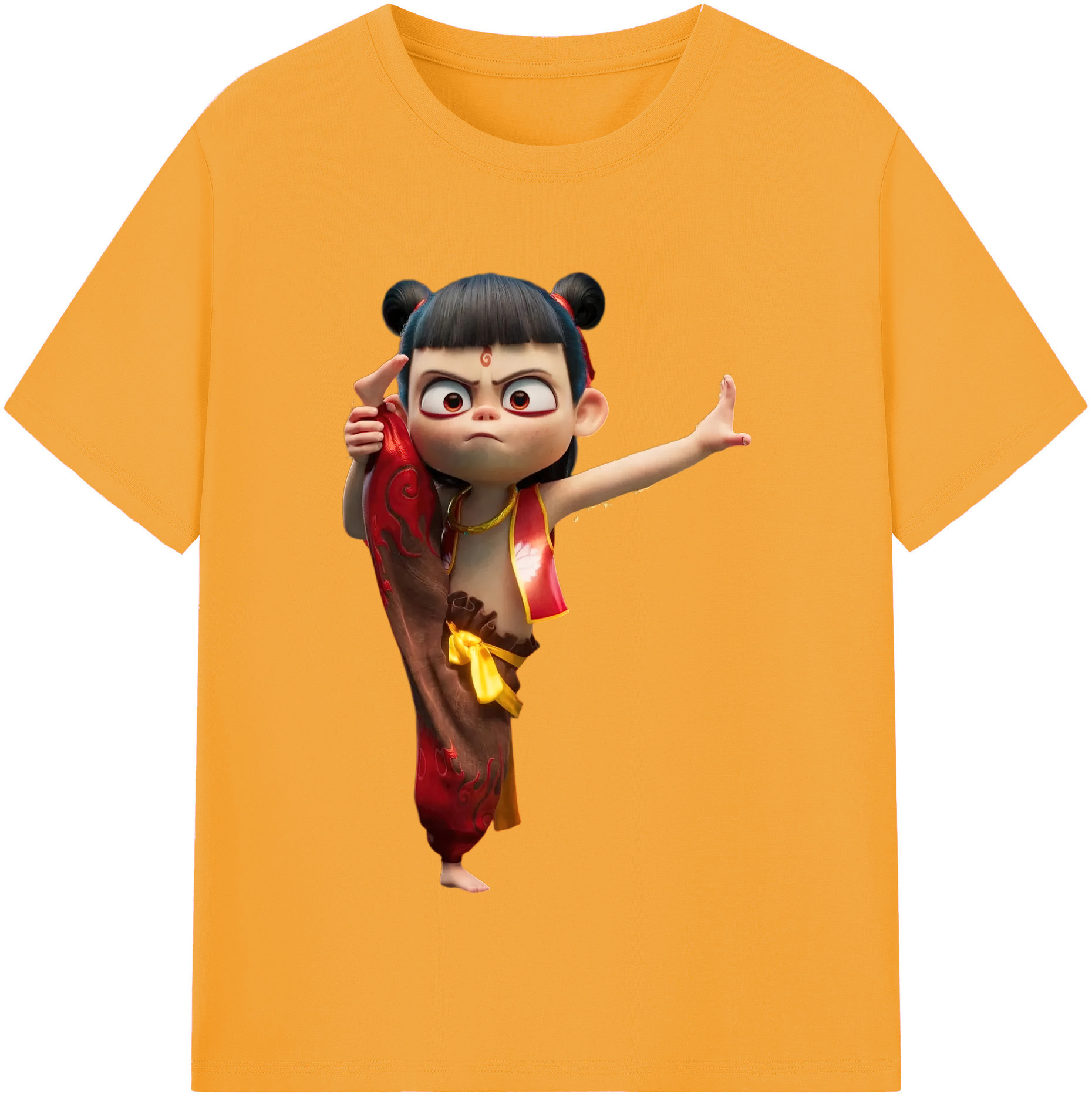 （画像用） Ne Zha 2 ナタ 魔童の大暴れ 綿100％半袖Tシャツ（フロントプリント）