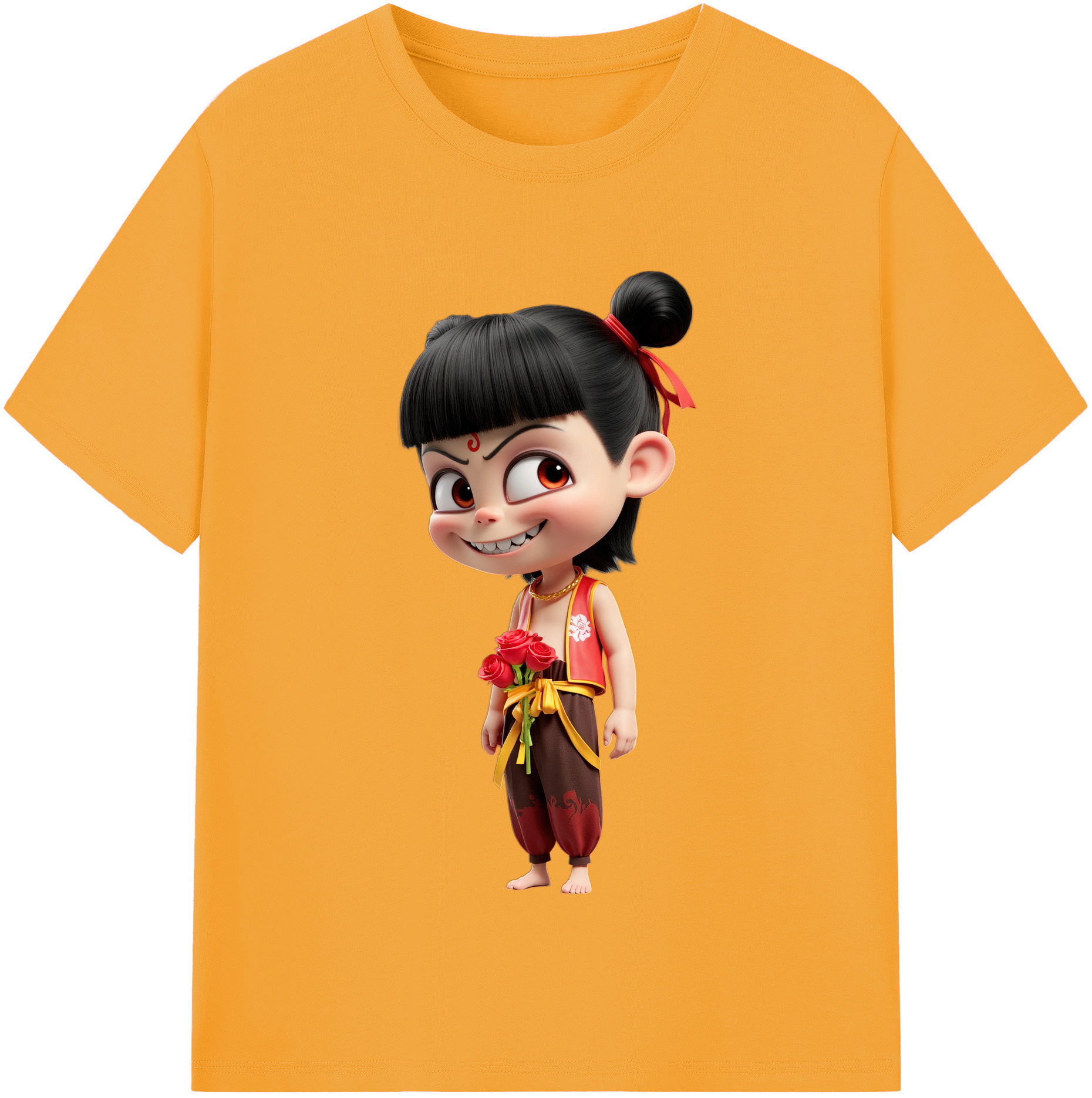 （画像用） Ne Zha 2 ナタ 魔童の大暴れ 綿100％半袖Tシャツ（フロントプリント）