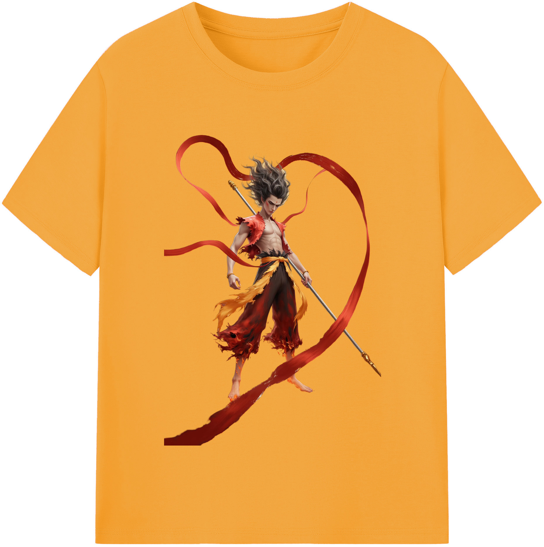 （画像用） Ne Zha 2 ナタ 魔童の大暴れ 綿100％半袖Tシャツ（フロントプリント）