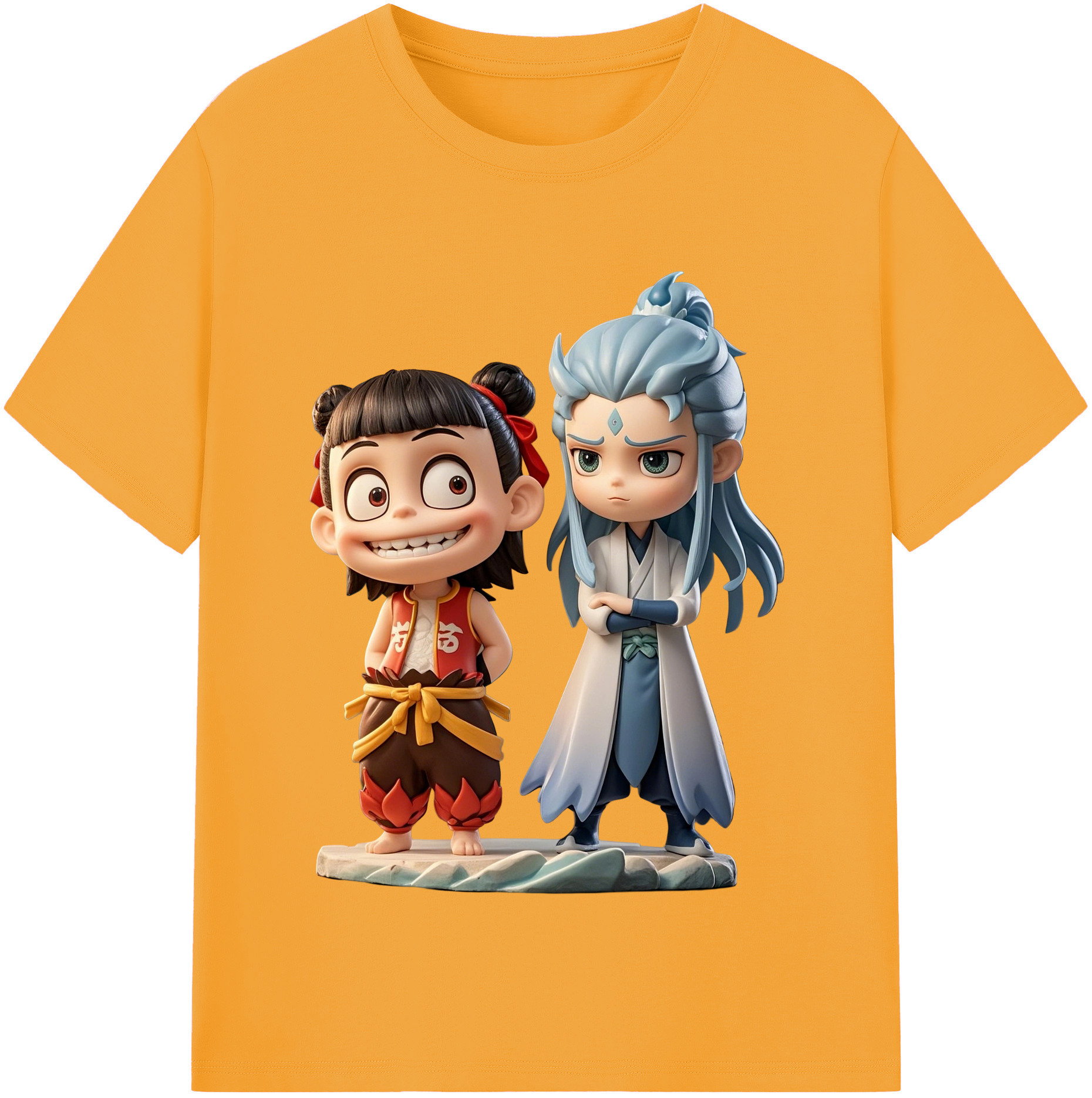 （画像用） Ne Zha 2 ナタ 魔童の大暴れ 綿100％半袖Tシャツ（フロントプリント）
