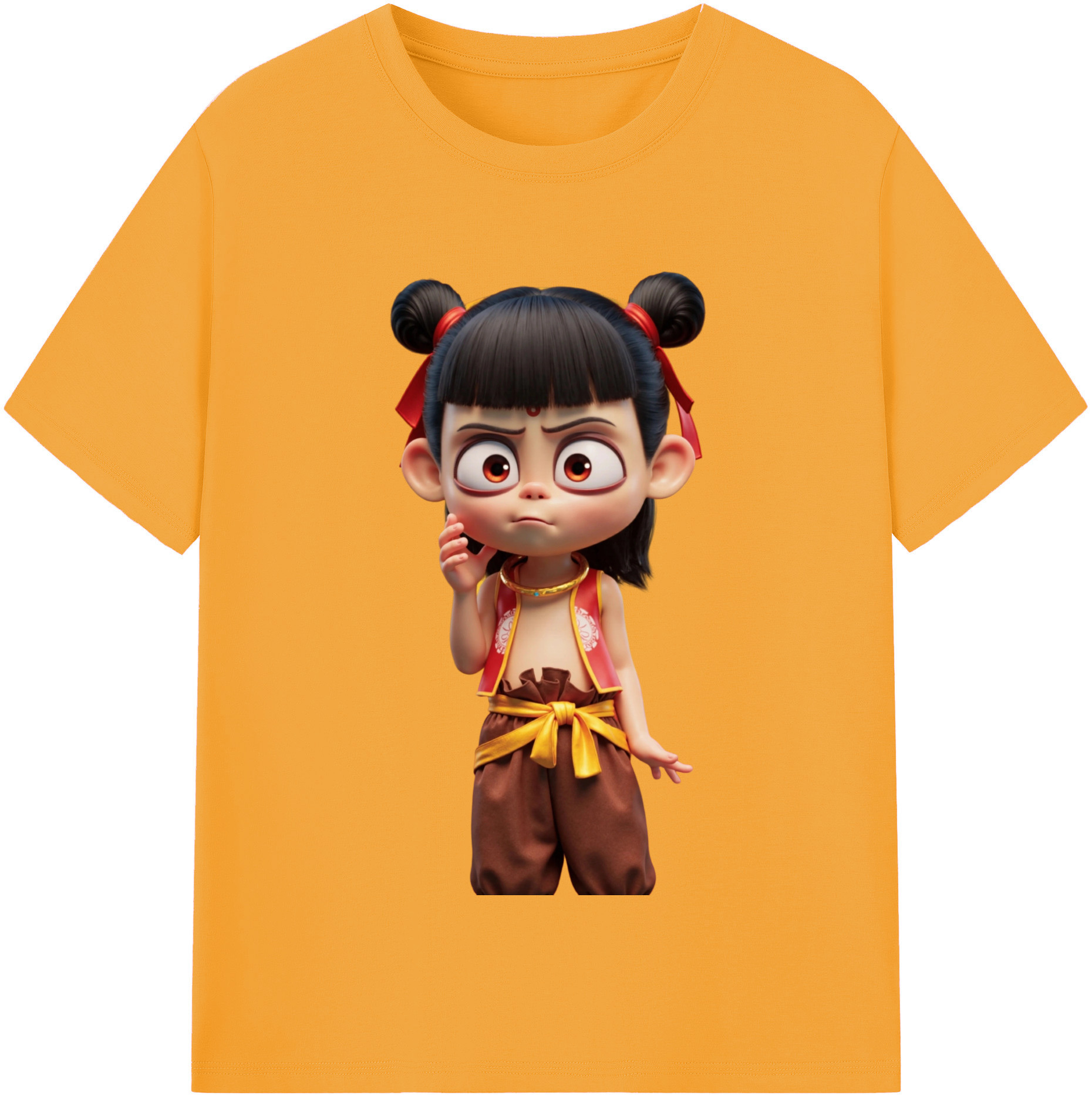 （画像用） Ne Zha 2 ナタ 魔童の大暴れ 綿100％半袖Tシャツ（フロントプリント）