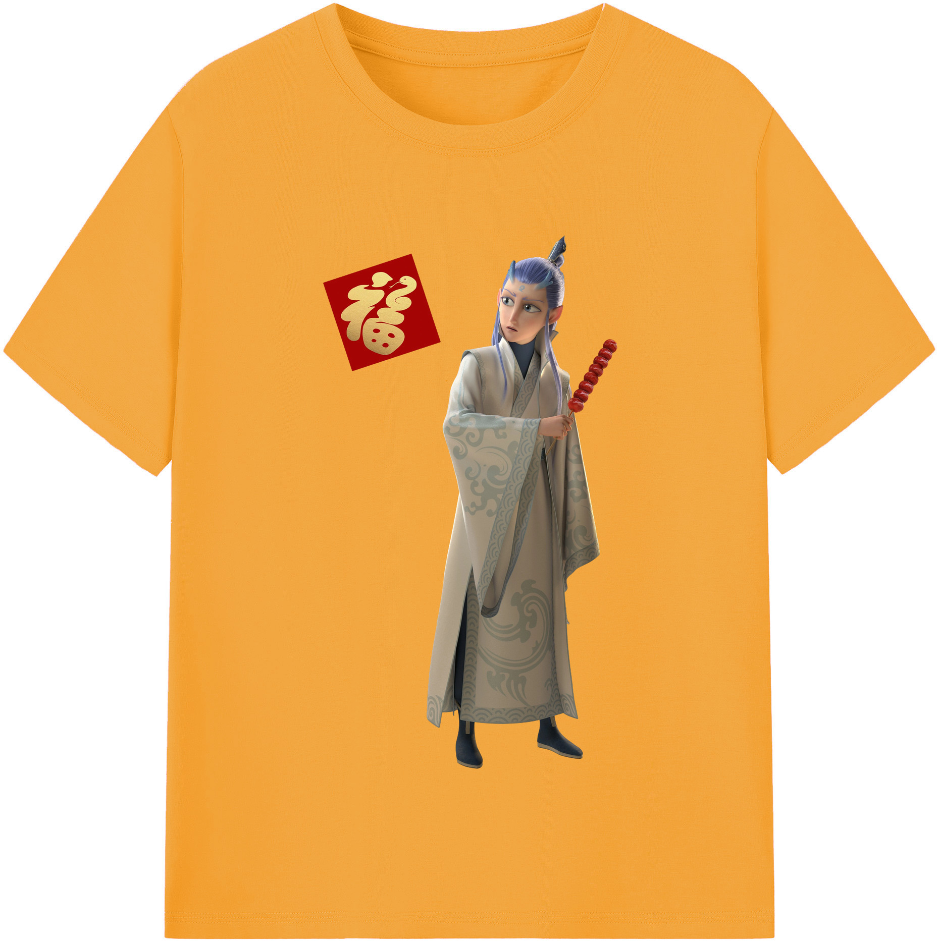 （画像用） Ne Zha 2 ナタ 魔童の大暴れ 綿100％半袖Tシャツ（フロントプリント）