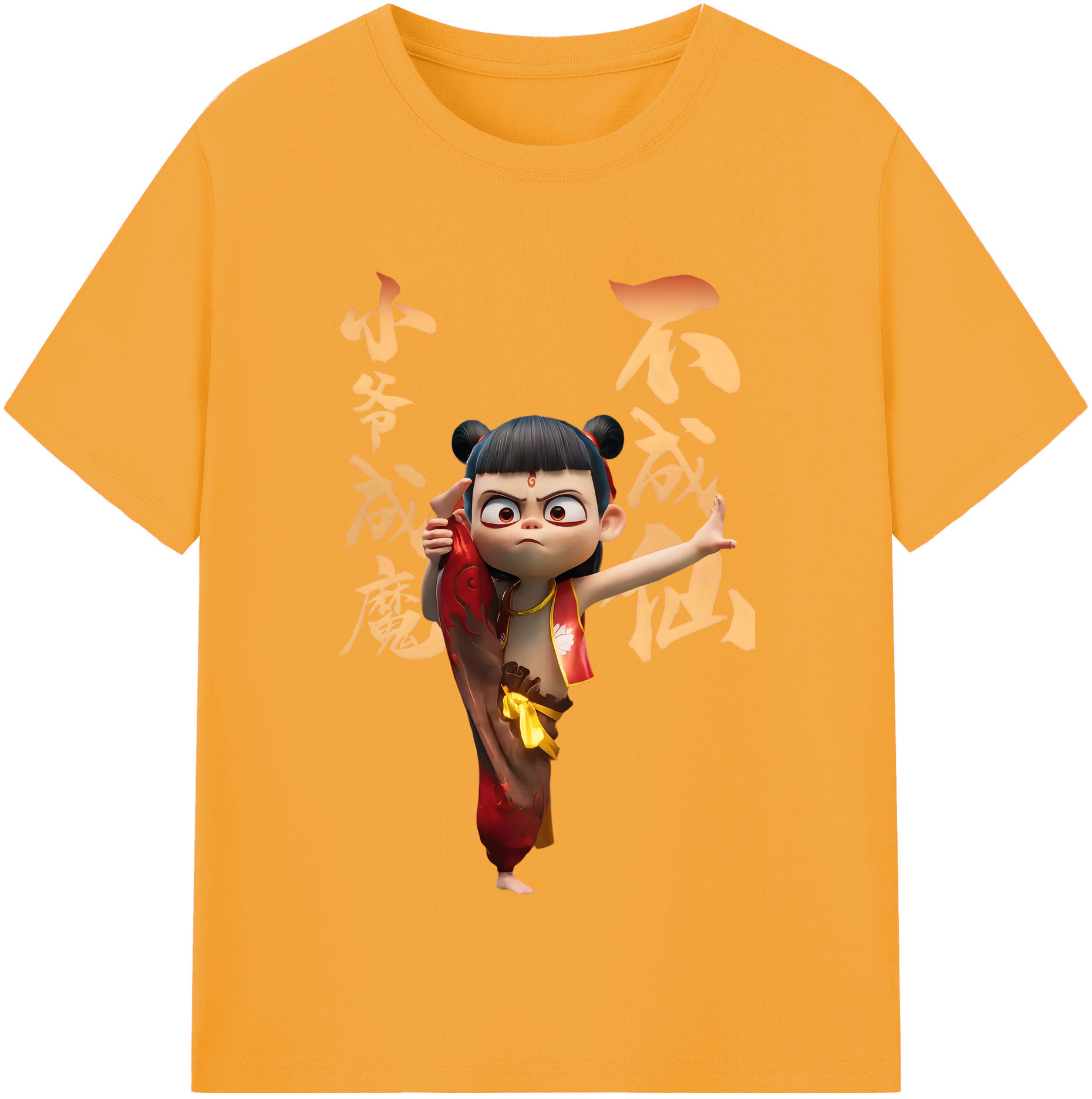（画像用） Ne Zha 2 ナタ 魔童の大暴れ 綿100％半袖Tシャツ（フロントプリント）