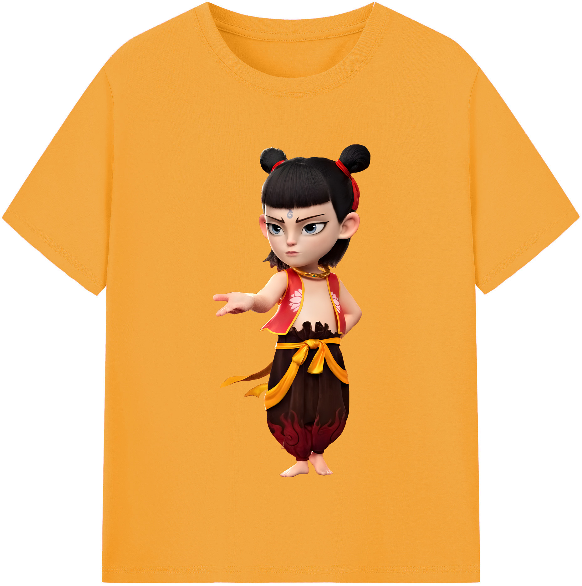 （画像用） Ne Zha 2 ナタ 魔童の大暴れ 綿100％半袖Tシャツ（フロントプリント）