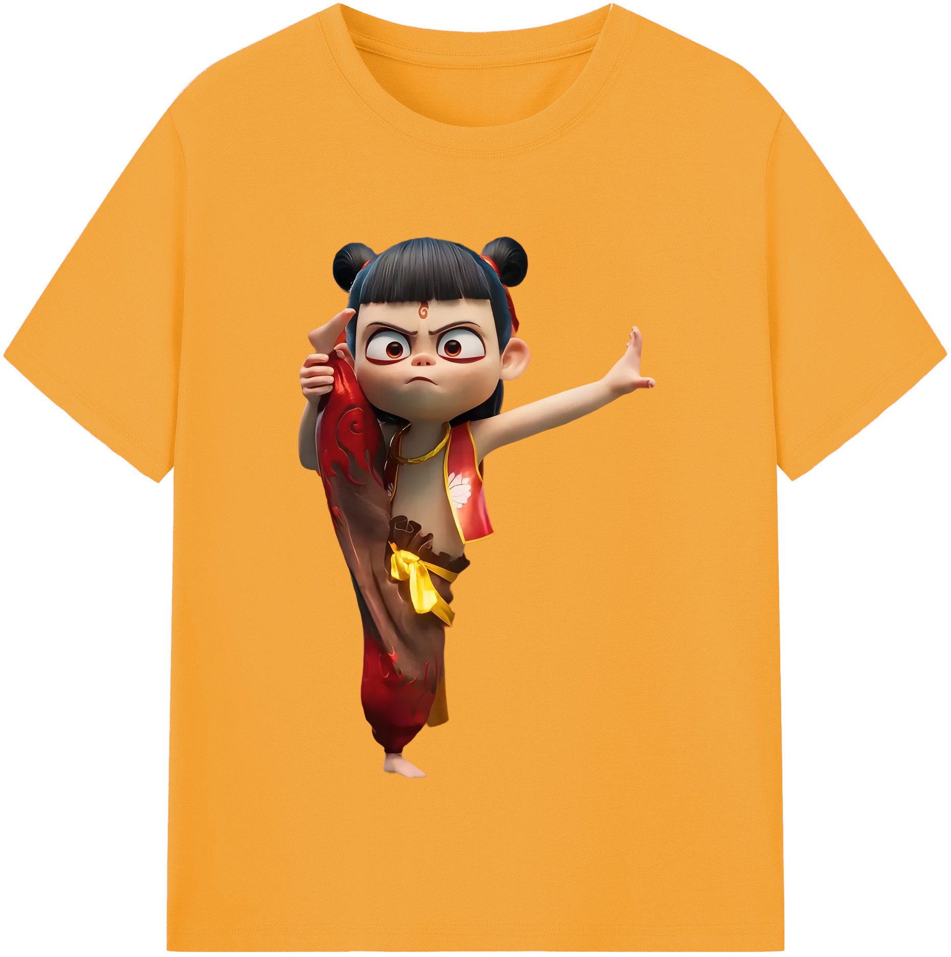 （画像用） Ne Zha 2 ナタ 魔童の大暴れ 綿100％半袖Tシャツ（フロントプリント）