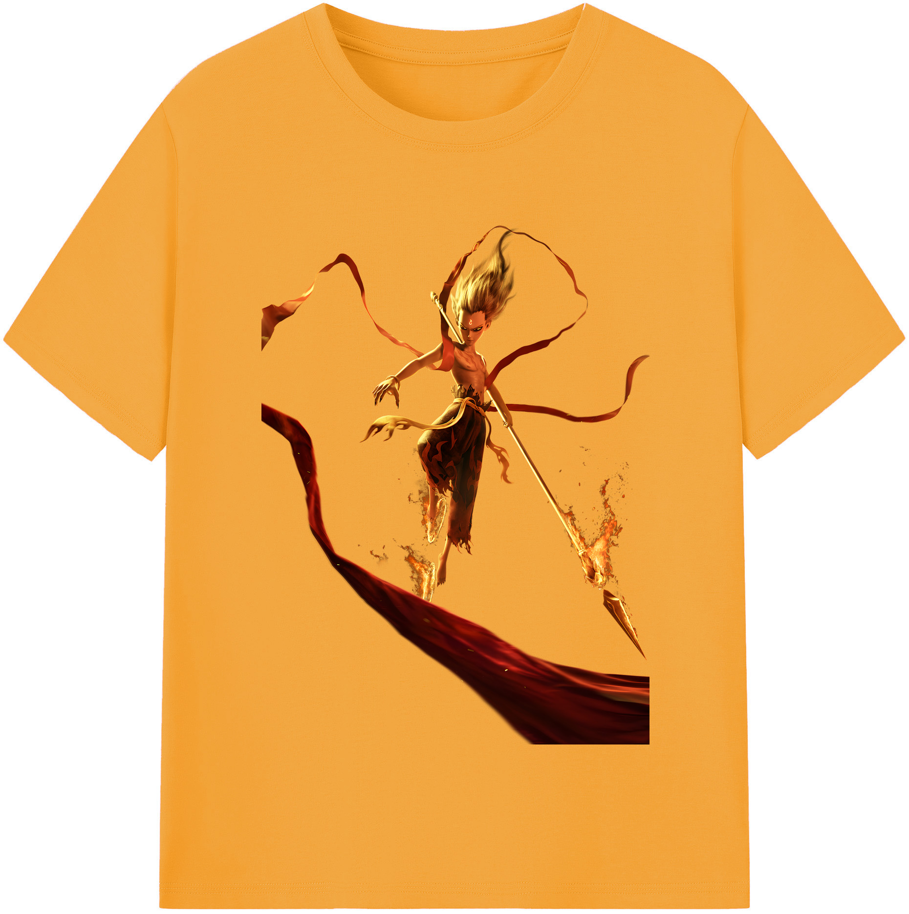 （画像用） Ne Zha 2 ナタ 魔童の大暴れ 綿100％半袖Tシャツ（フロントプリント）