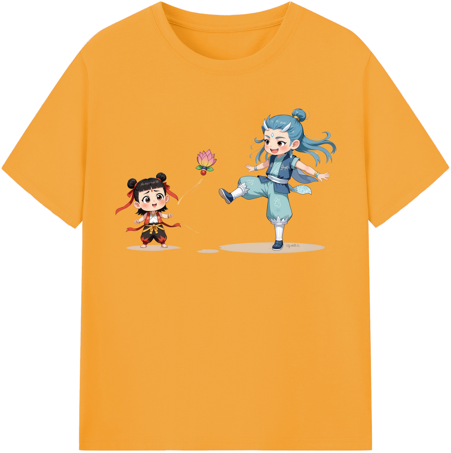 （画像用） Ne Zha 2 ナタ 魔童の大暴れ 綿100％半袖Tシャツ（フロントプリント）
