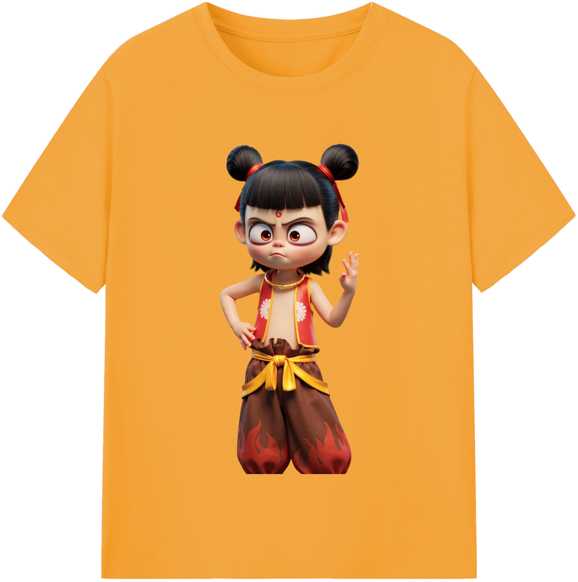 （画像用） Ne Zha 2 ナタ 魔童の大暴れ 綿100％半袖Tシャツ（フロントプリント）