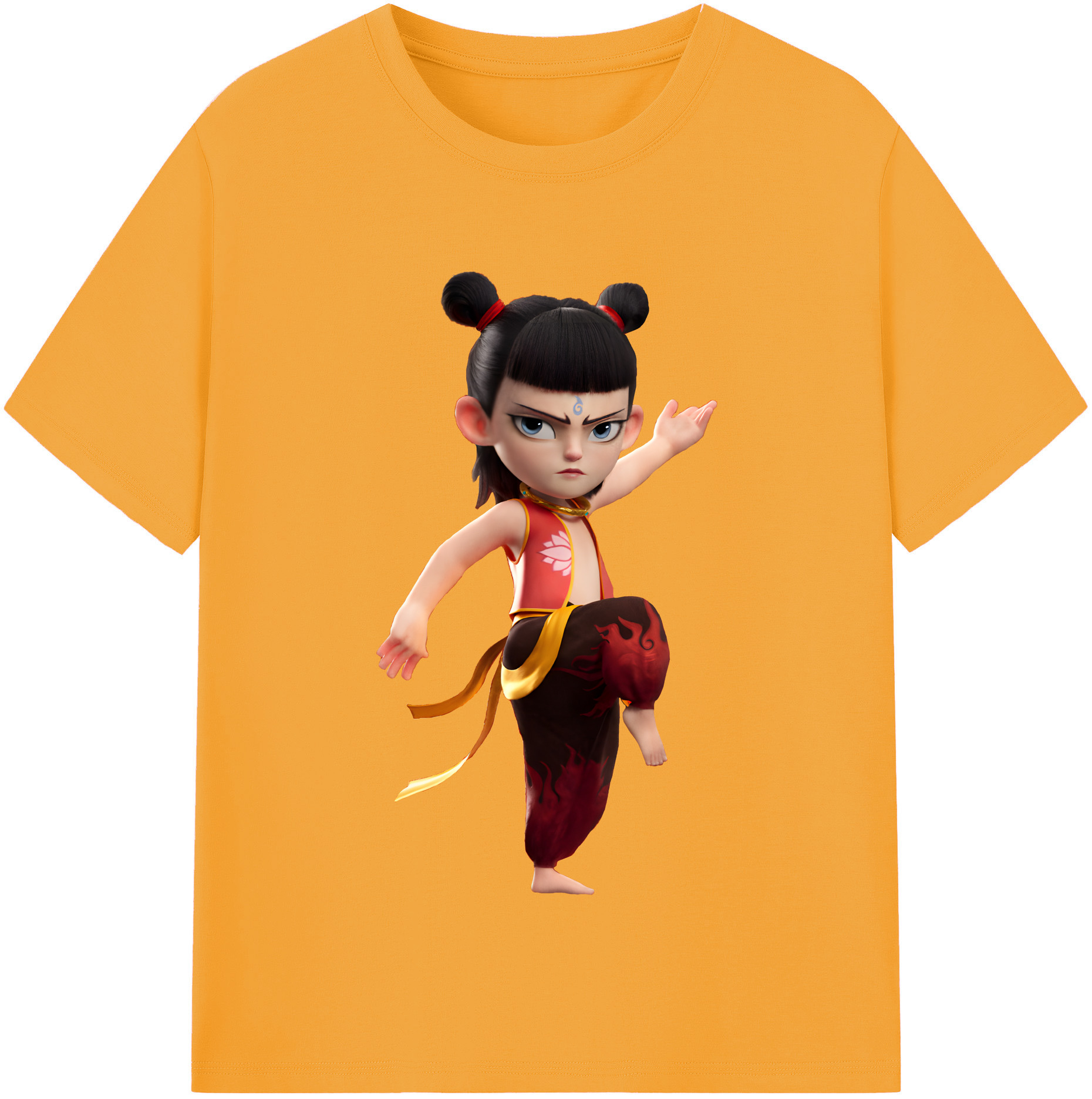 （画像用） Ne Zha 2 ナタ 魔童の大暴れ 綿100％半袖Tシャツ（フロントプリント）