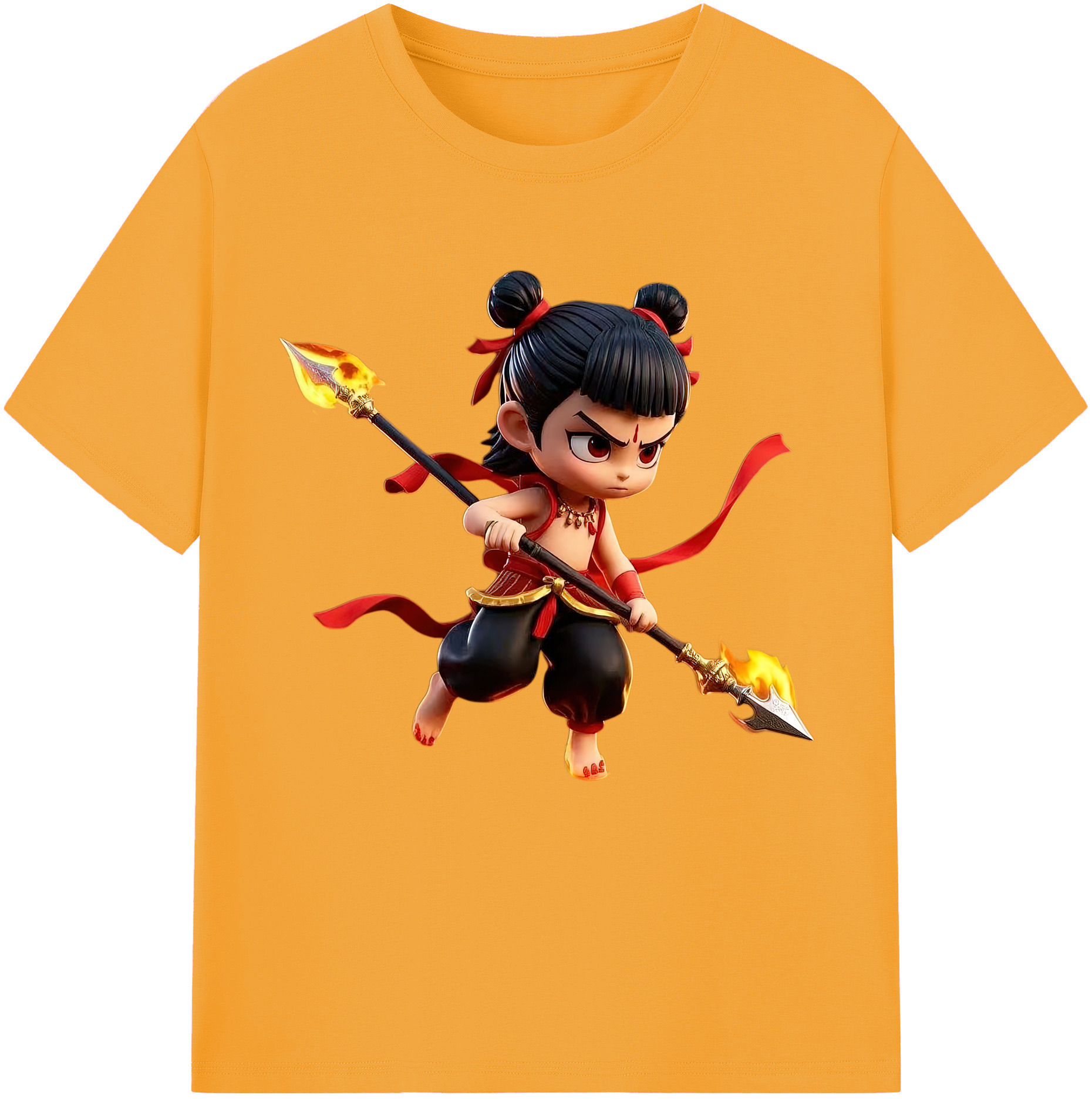 （画像用） Ne Zha 2 ナタ 魔童の大暴れ 綿100％半袖Tシャツ（フロントプリント）