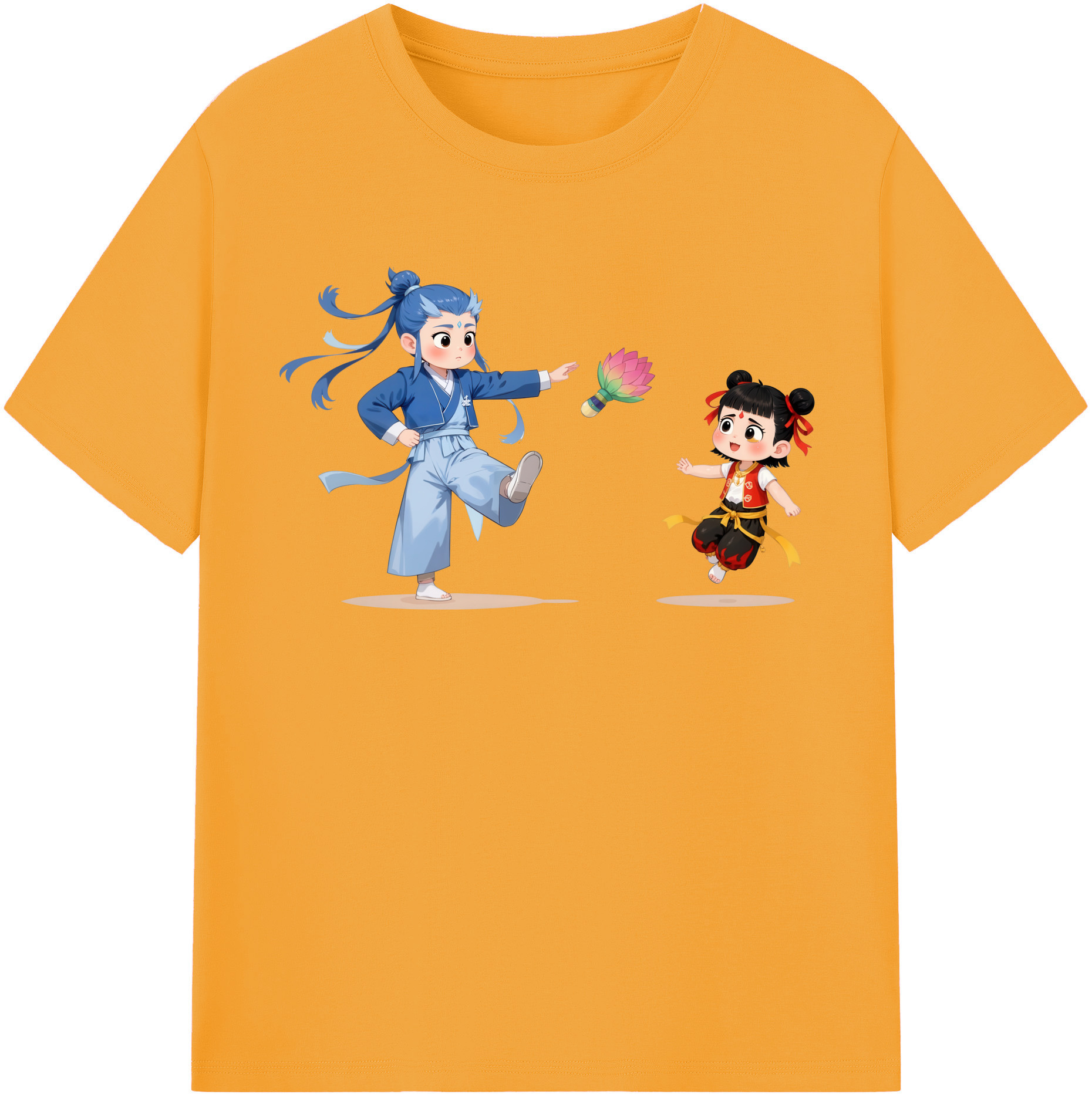 （画像用） Ne Zha 2 ナタ 魔童の大暴れ 綿100％半袖Tシャツ（フロントプリント）