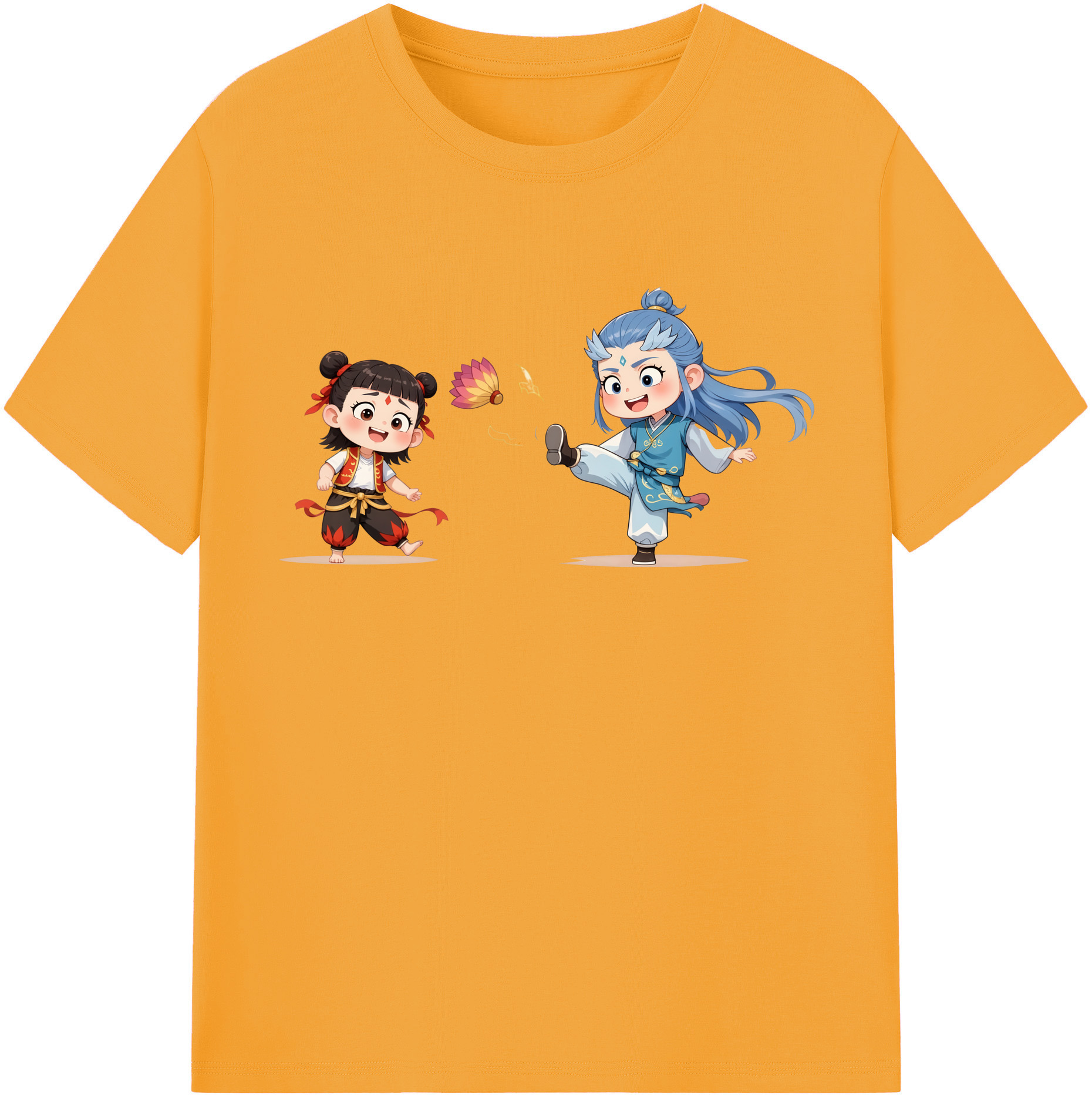 （画像用） Ne Zha 2 ナタ 魔童の大暴れ 綿100％半袖Tシャツ（フロントプリント）
