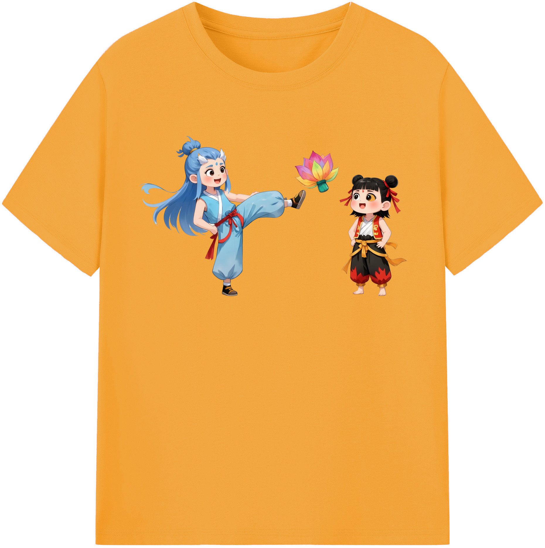（画像用） Ne Zha 2 ナタ 魔童の大暴れ 綿100％半袖Tシャツ（フロントプリント）