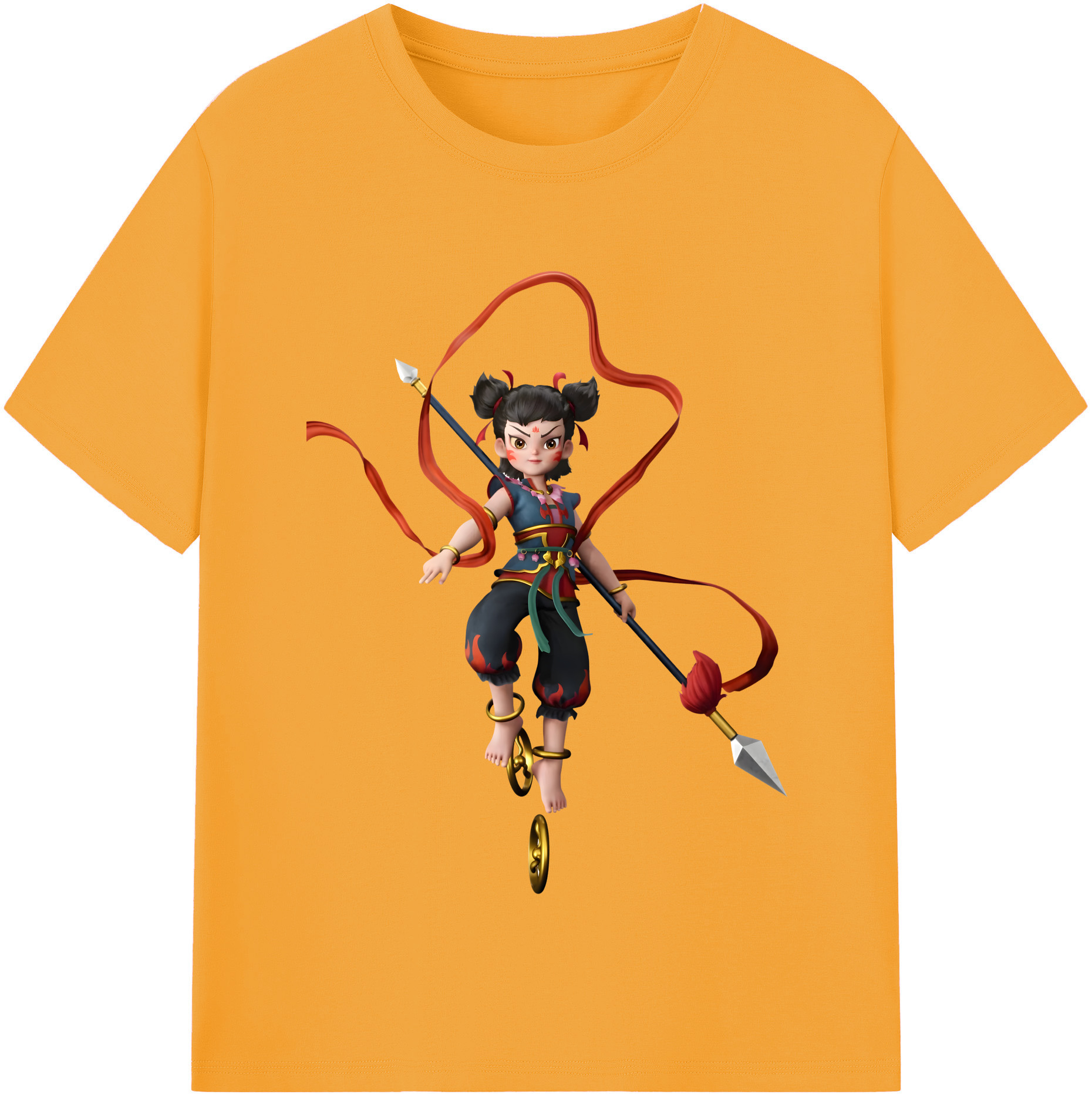 （画像用） Ne Zha 2 ナタ 魔童の大暴れ 綿100％半袖Tシャツ（フロントプリント）