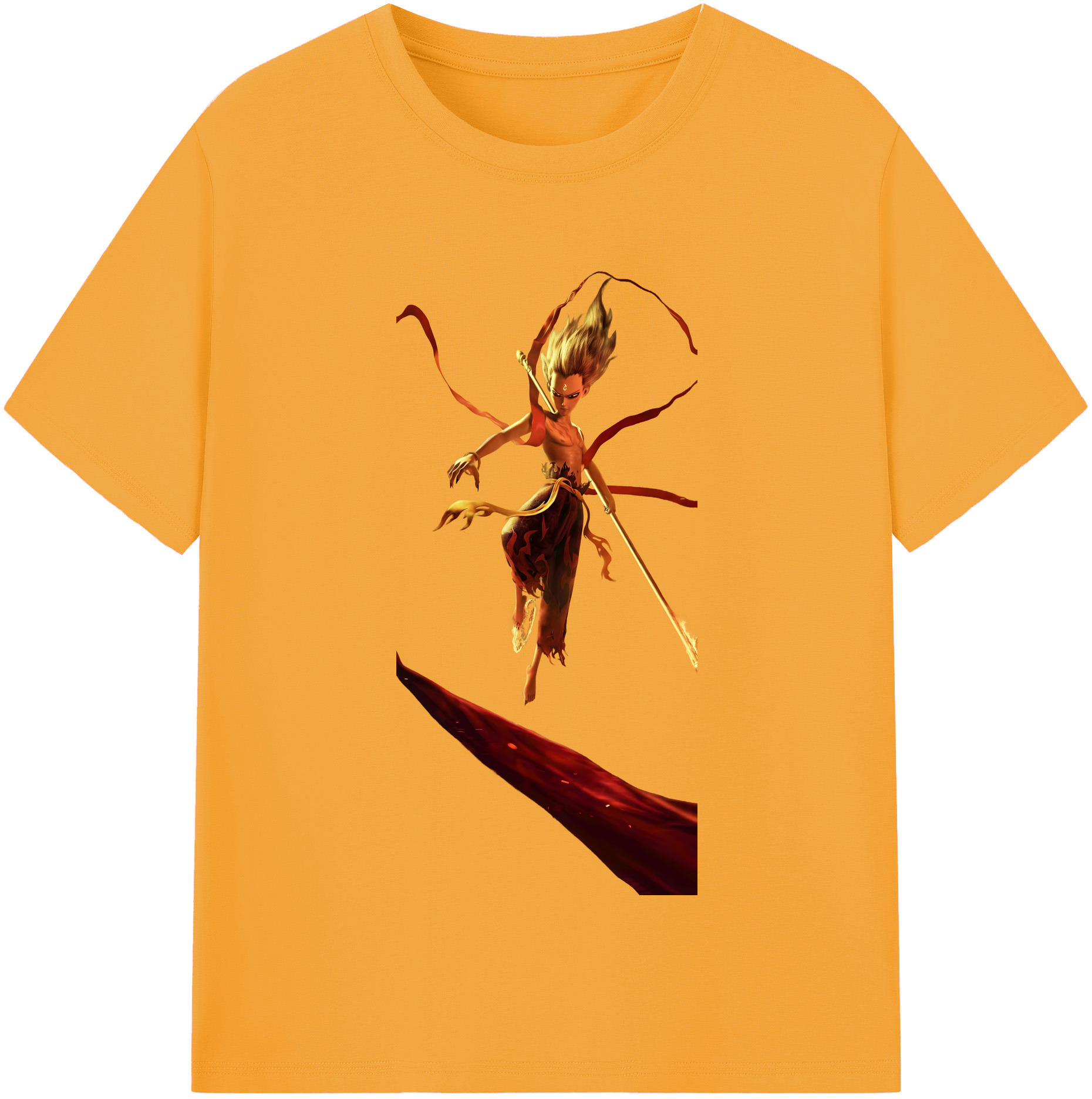 （画像用） Ne Zha 2 ナタ 魔童の大暴れ 綿100％半袖Tシャツ（フロントプリント）