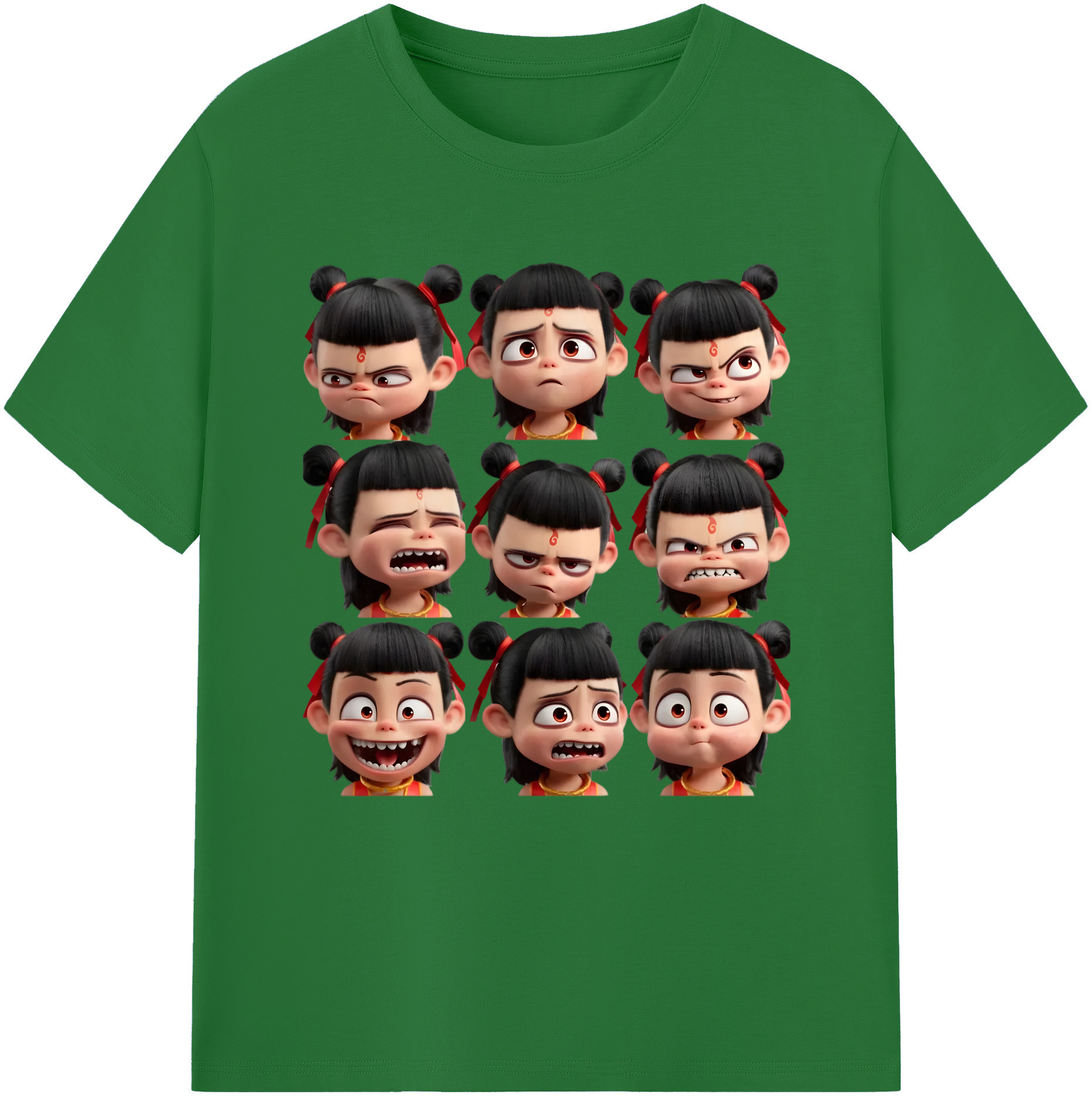 （画像用） Ne Zha 2 ナタ 魔童の大暴れ 綿100％半袖Tシャツ（フロントプリント）