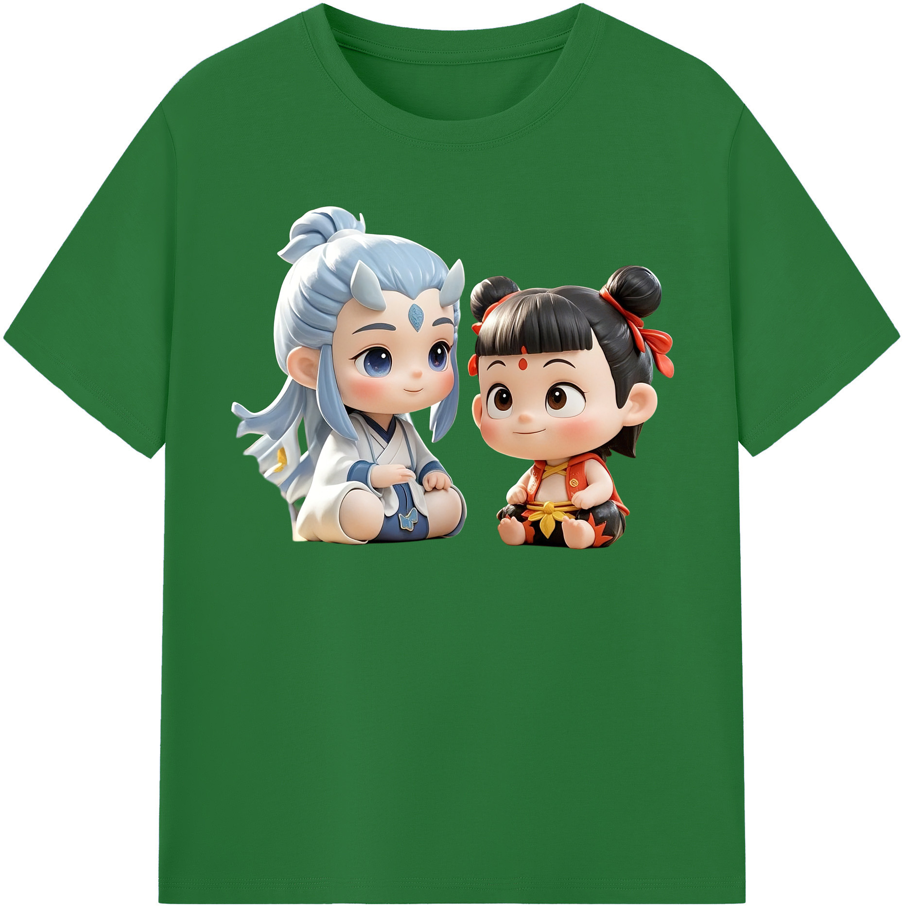 （画像用） Ne Zha 2 ナタ 魔童の大暴れ 綿100％半袖Tシャツ（フロントプリント）