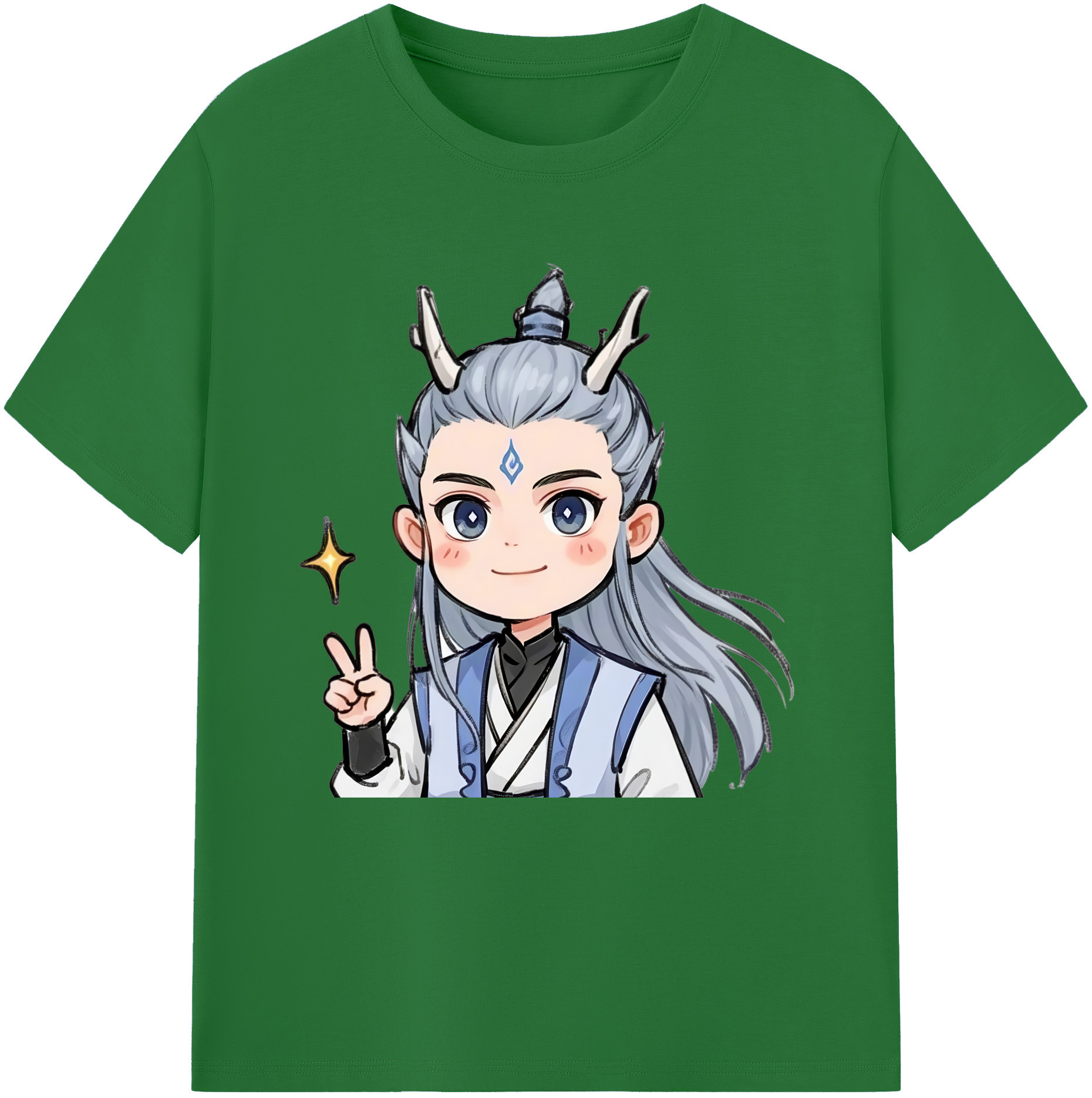 （画像用） Ne Zha 2 ナタ 魔童の大暴れ 綿100％半袖Tシャツ（フロントプリント）