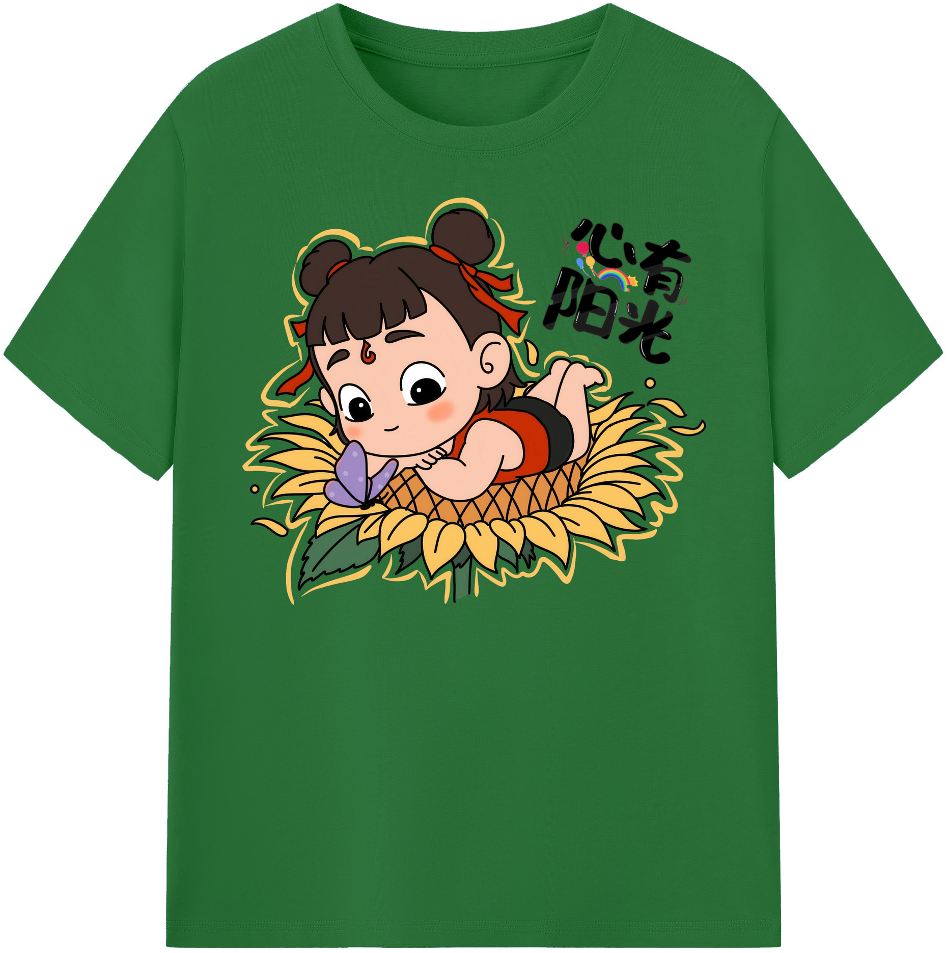 （画像用） Ne Zha 2 ナタ 魔童の大暴れ 綿100％半袖Tシャツ（フロントプリント）