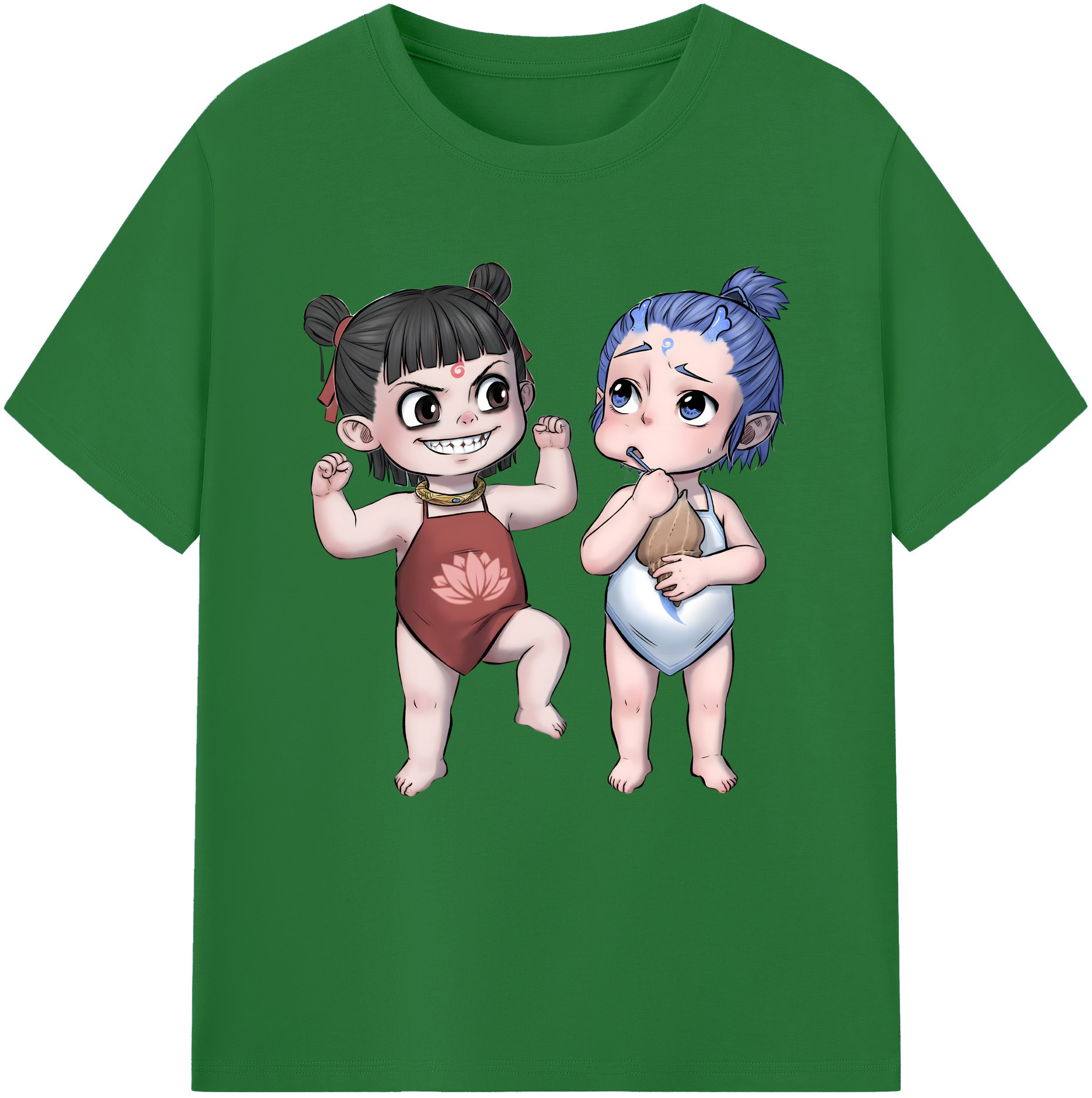 （画像用） Ne Zha 2 ナタ 魔童の大暴れ 綿100％半袖Tシャツ（フロントプリント）
