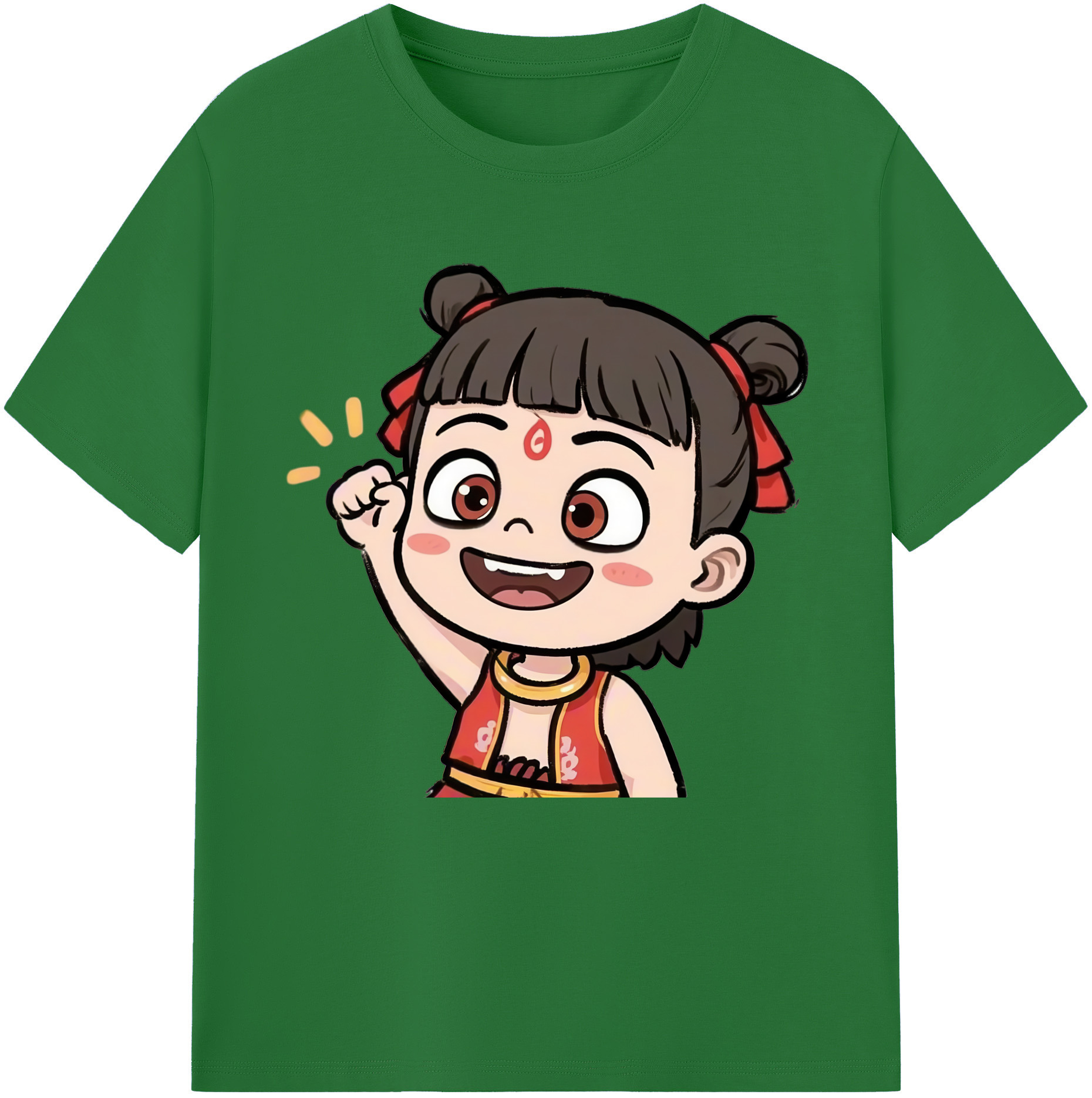 （画像用） Ne Zha 2 ナタ 魔童の大暴れ 綿100％半袖Tシャツ（フロントプリント）