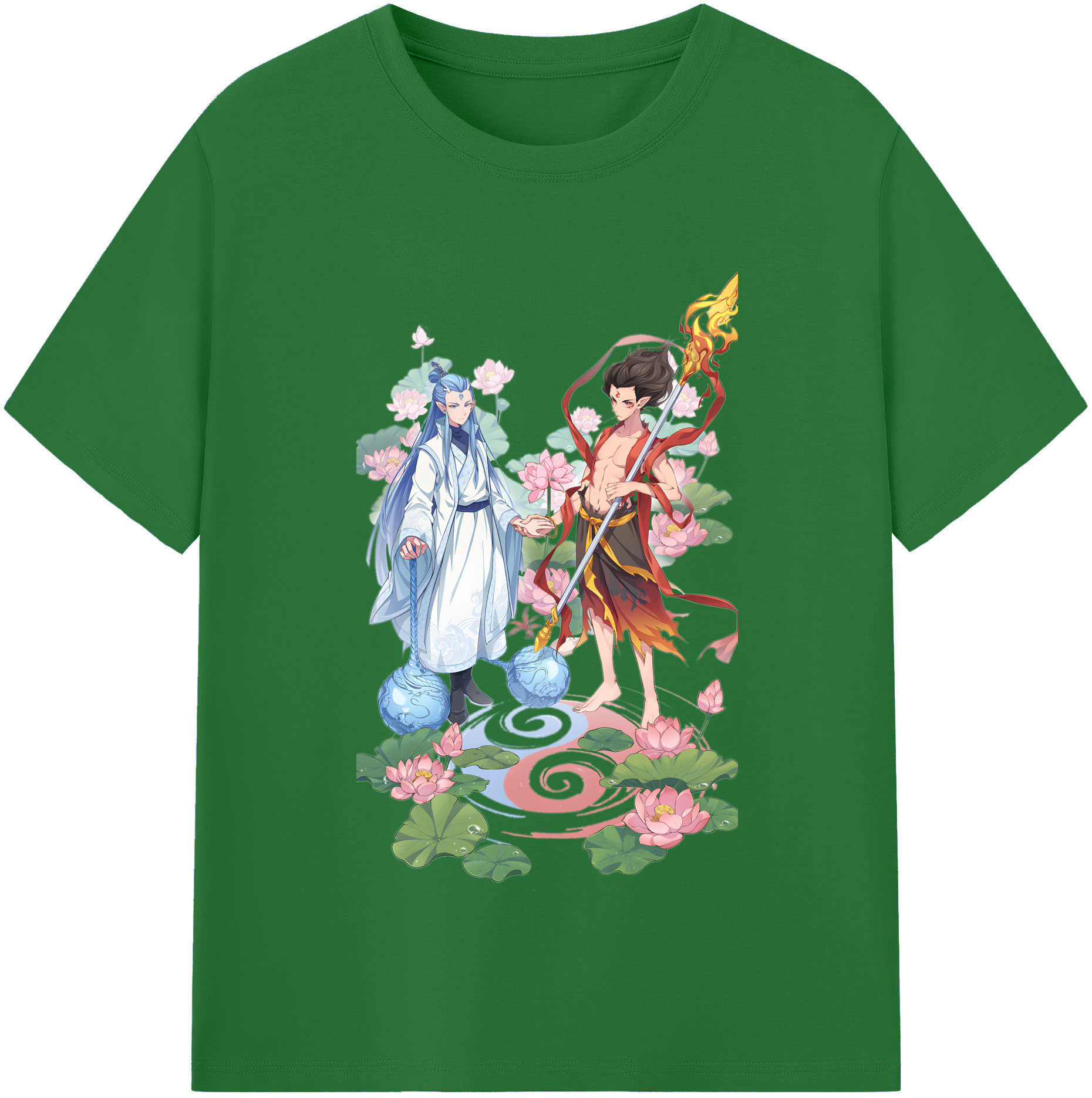 （画像用） Ne Zha 2 ナタ 魔童の大暴れ 綿100％半袖Tシャツ（フロントプリント）