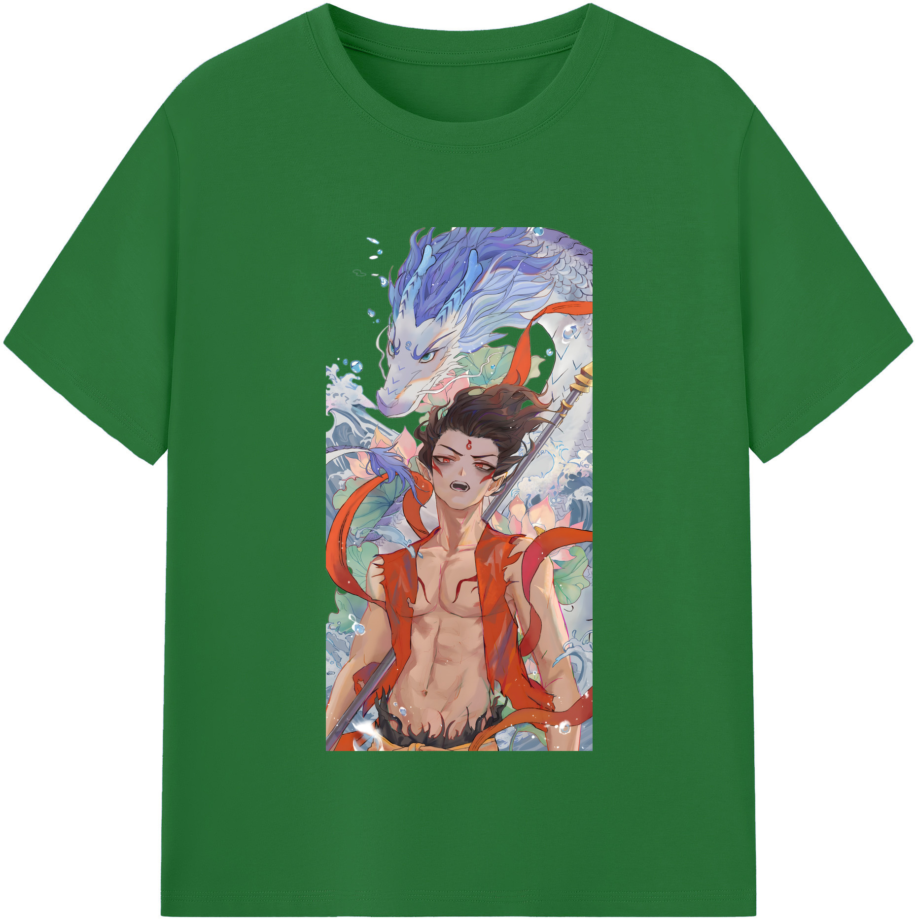 （画像用） Ne Zha 2 ナタ 魔童の大暴れ 綿100％半袖Tシャツ（フロントプリント）