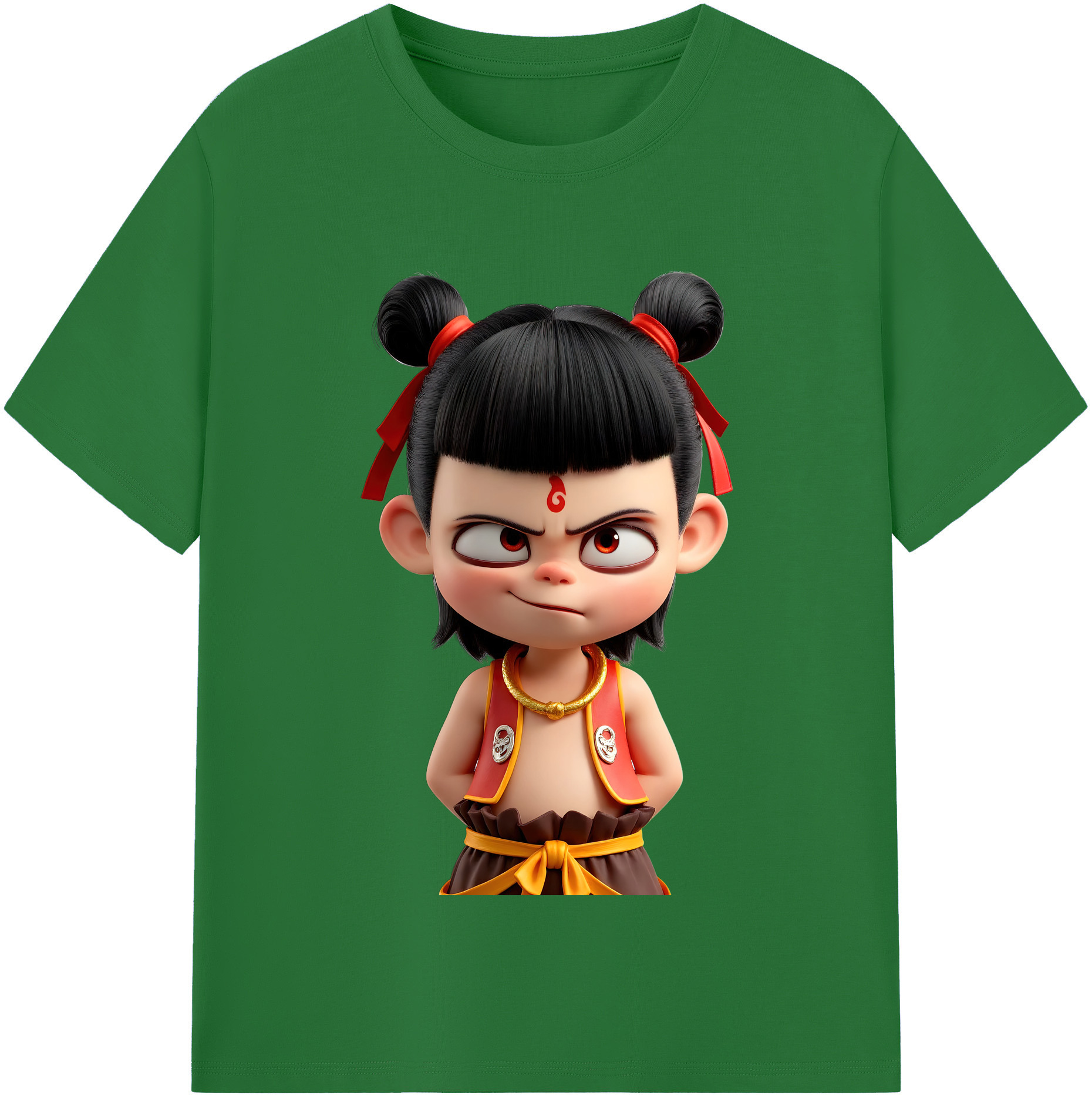 （画像用） Ne Zha 2 ナタ 魔童の大暴れ 綿100％半袖Tシャツ（フロントプリント）
