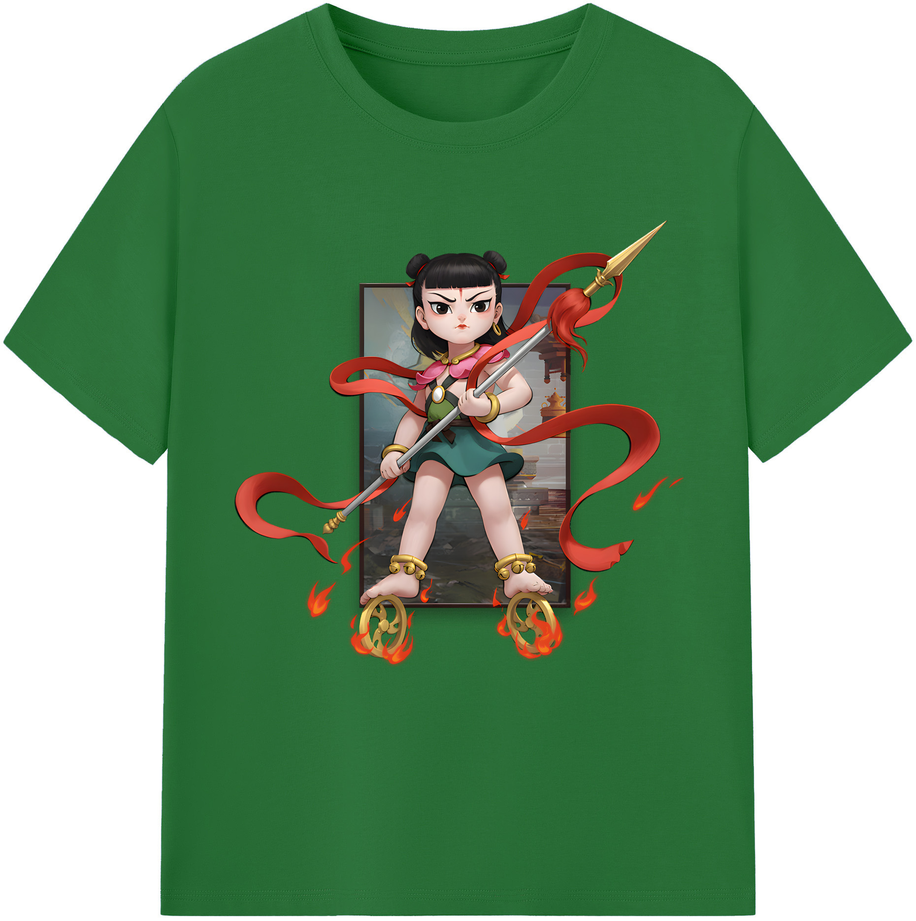 （画像用） Ne Zha 2 ナタ 魔童の大暴れ 綿100％半袖Tシャツ（フロントプリント）