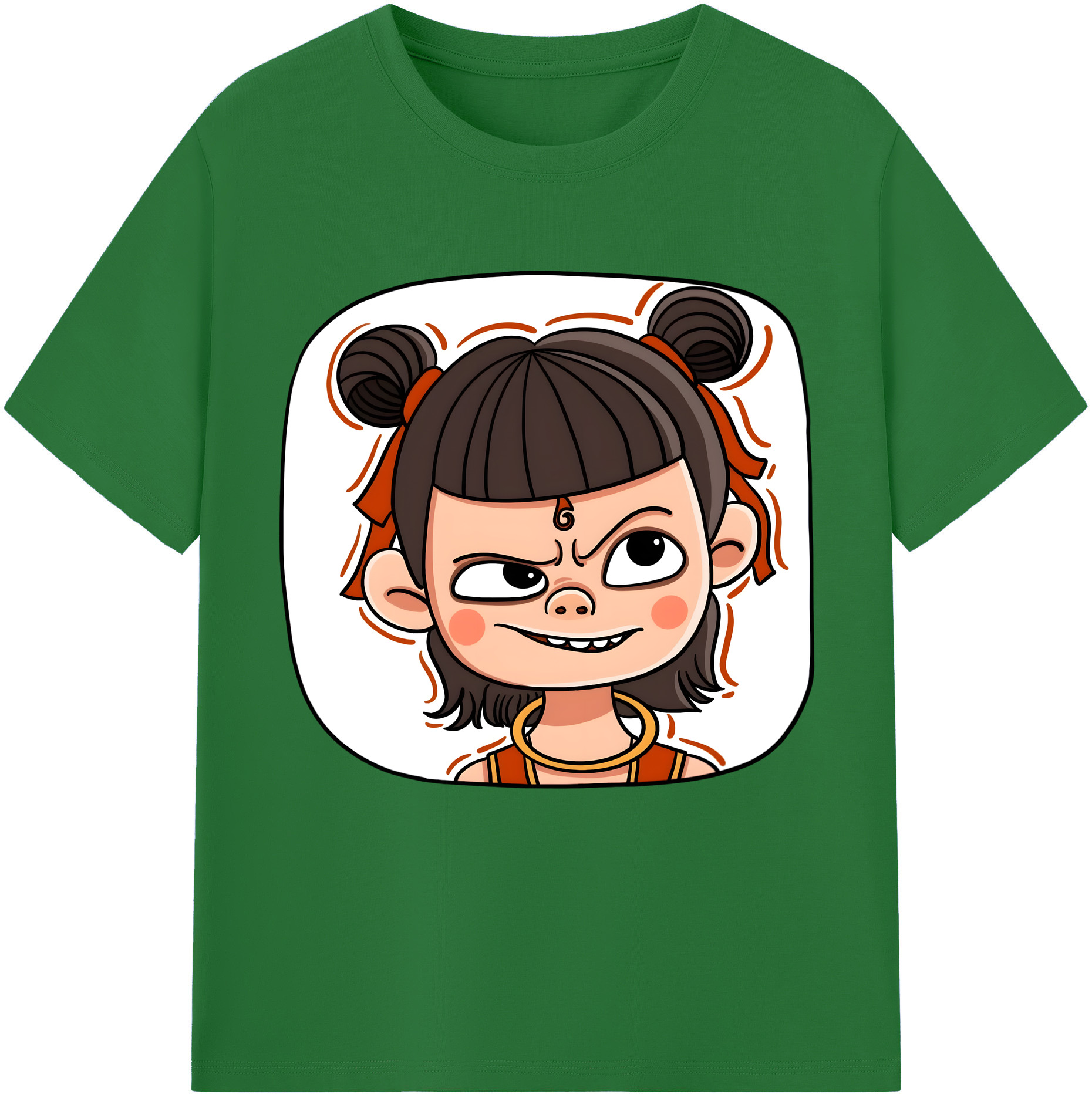 （画像用） Ne Zha 2 ナタ 魔童の大暴れ 綿100％半袖Tシャツ（フロントプリント）