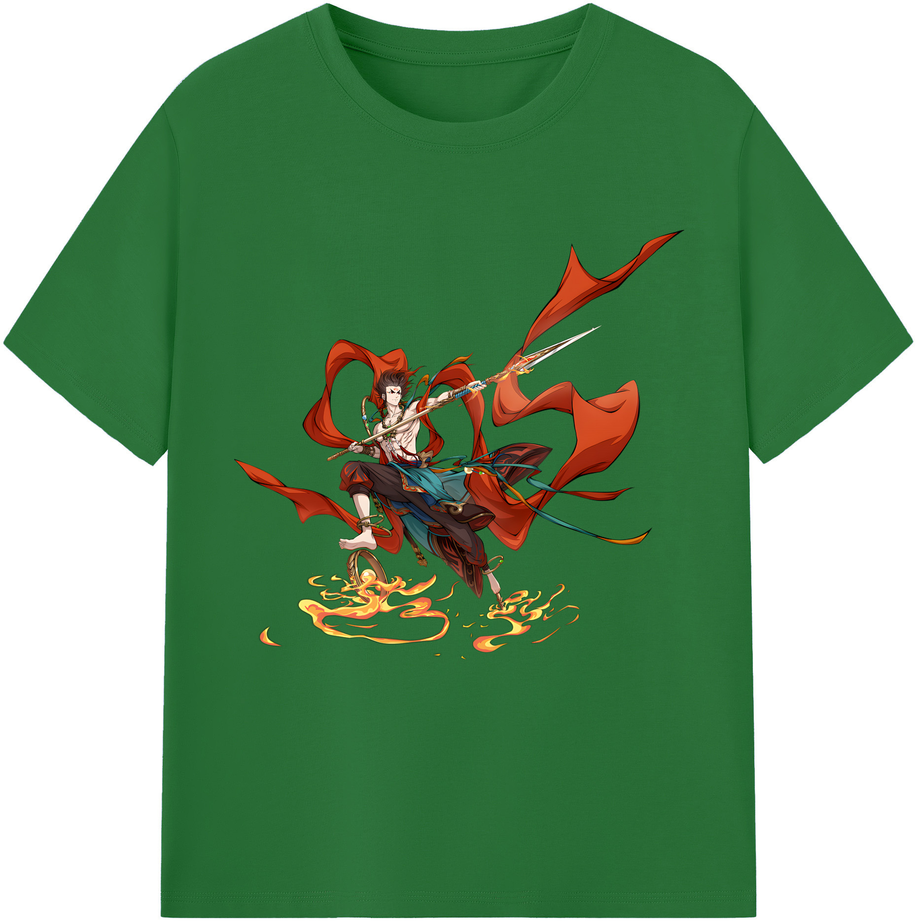 （画像用） Ne Zha 2 ナタ 魔童の大暴れ 綿100％半袖Tシャツ（フロントプリント）