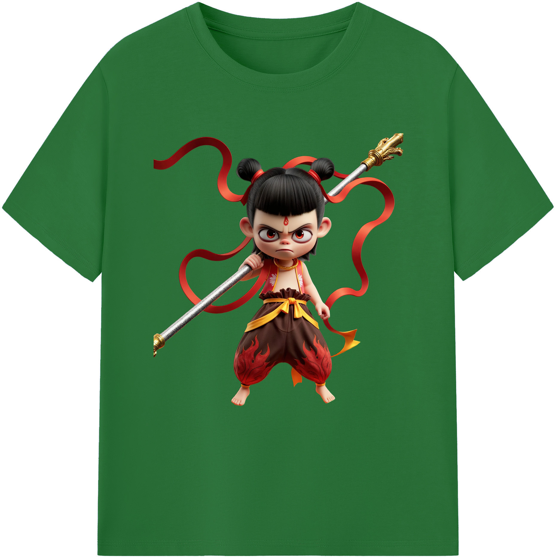 （画像用） Ne Zha 2 ナタ 魔童の大暴れ 綿100％半袖Tシャツ（フロントプリント）