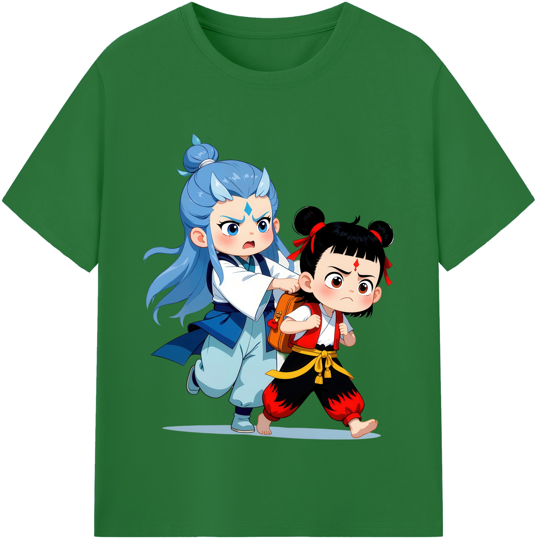 （画像用） Ne Zha 2 ナタ 魔童の大暴れ 綿100％半袖Tシャツ（フロントプリント）