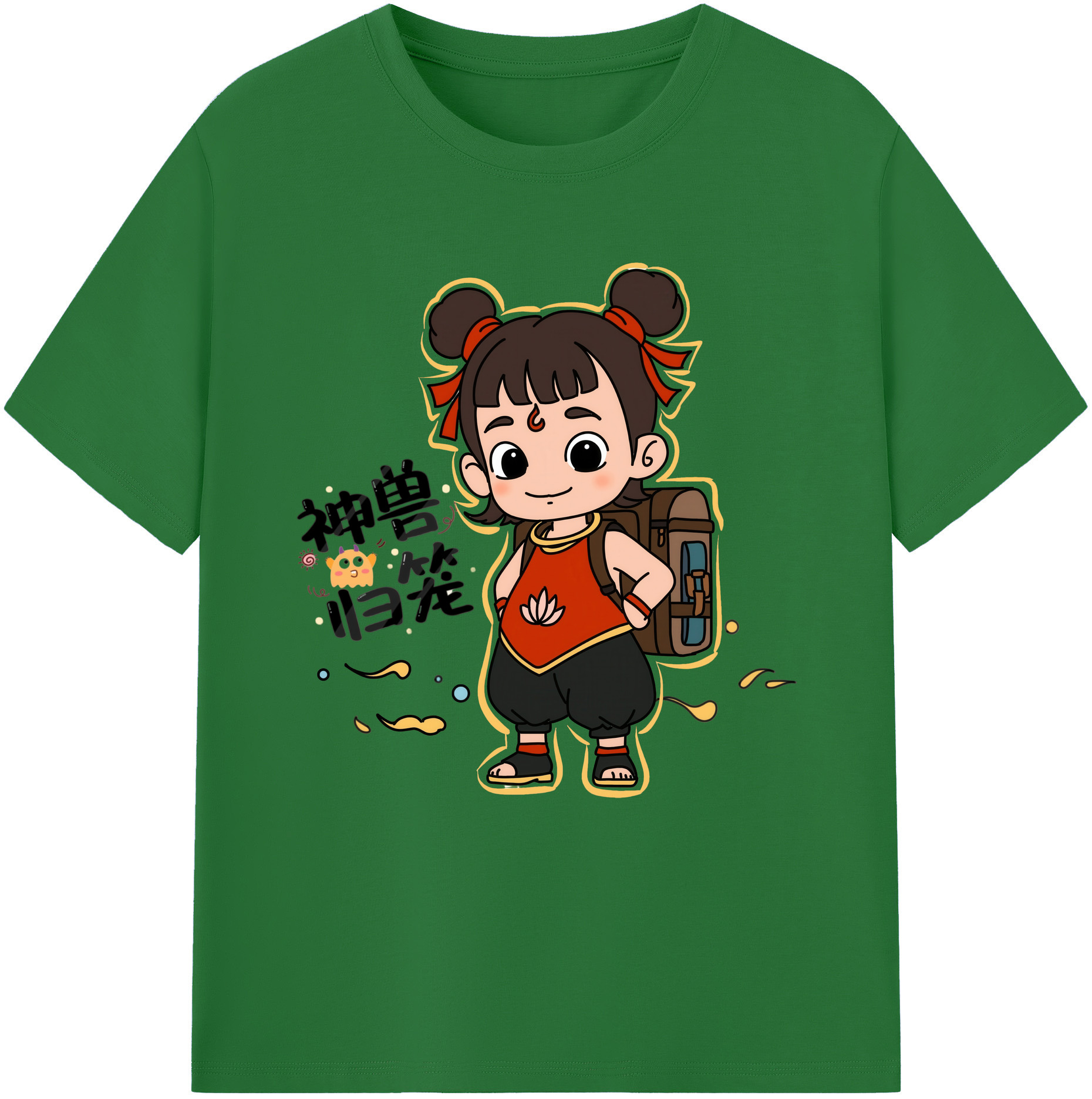 （画像用） Ne Zha 2 ナタ 魔童の大暴れ 綿100％半袖Tシャツ（フロントプリント）