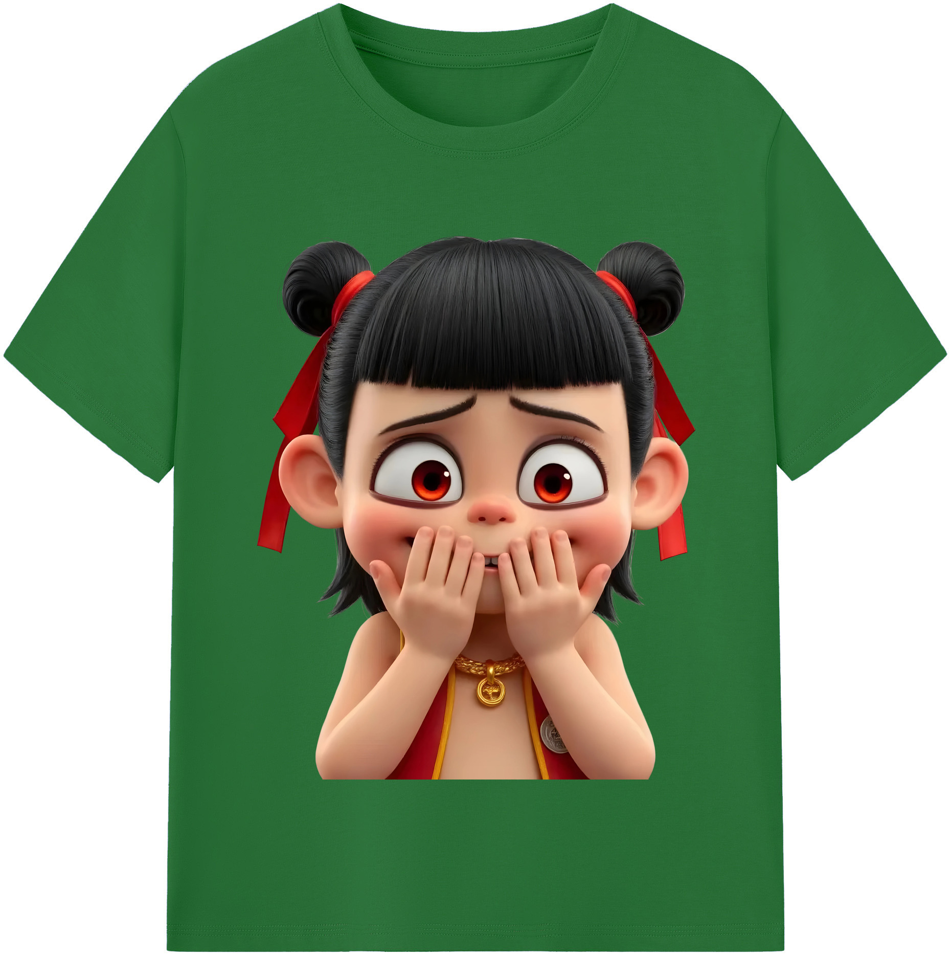 （画像用） Ne Zha 2 ナタ 魔童の大暴れ 綿100％半袖Tシャツ（フロントプリント）