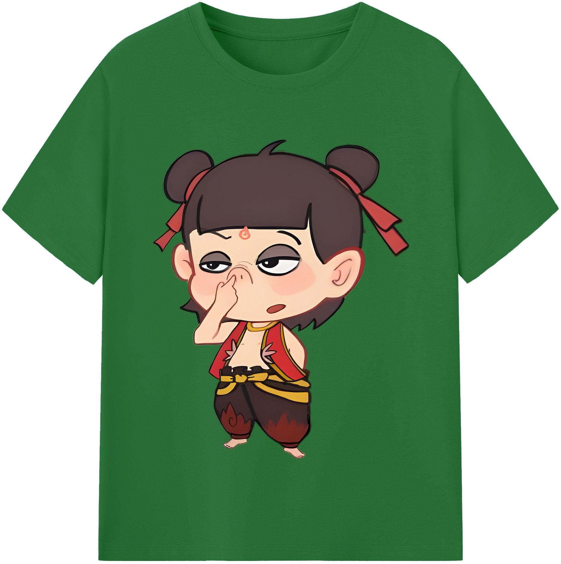 （画像用） Ne Zha 2 ナタ 魔童の大暴れ 綿100％半袖Tシャツ（フロントプリント）